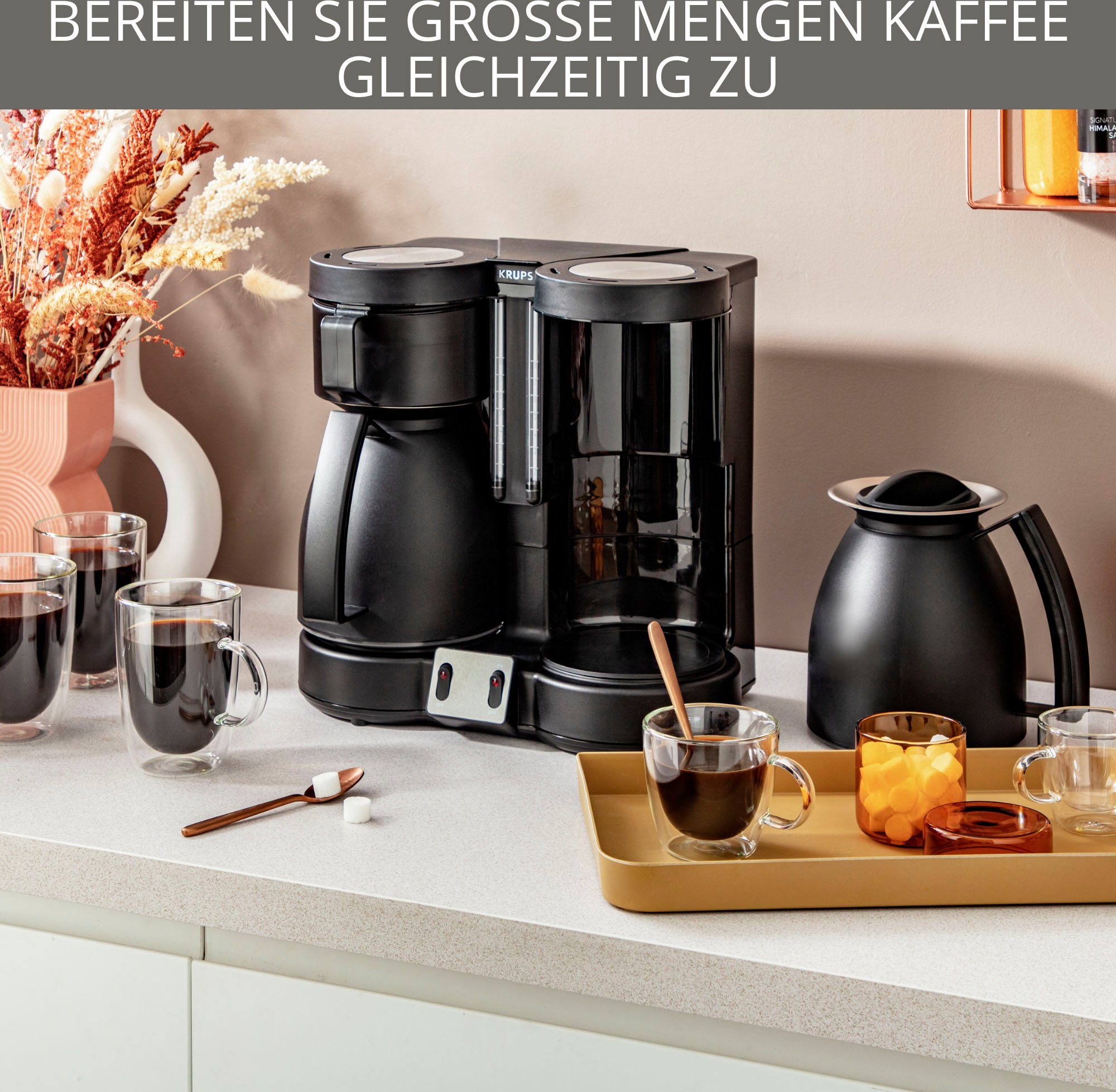 Krups Filterkoffieapparaat KT8501 Duothek, 0,8 l, Dubbele koffiezetter, twee thermoskannen, afneembare filterhouder
