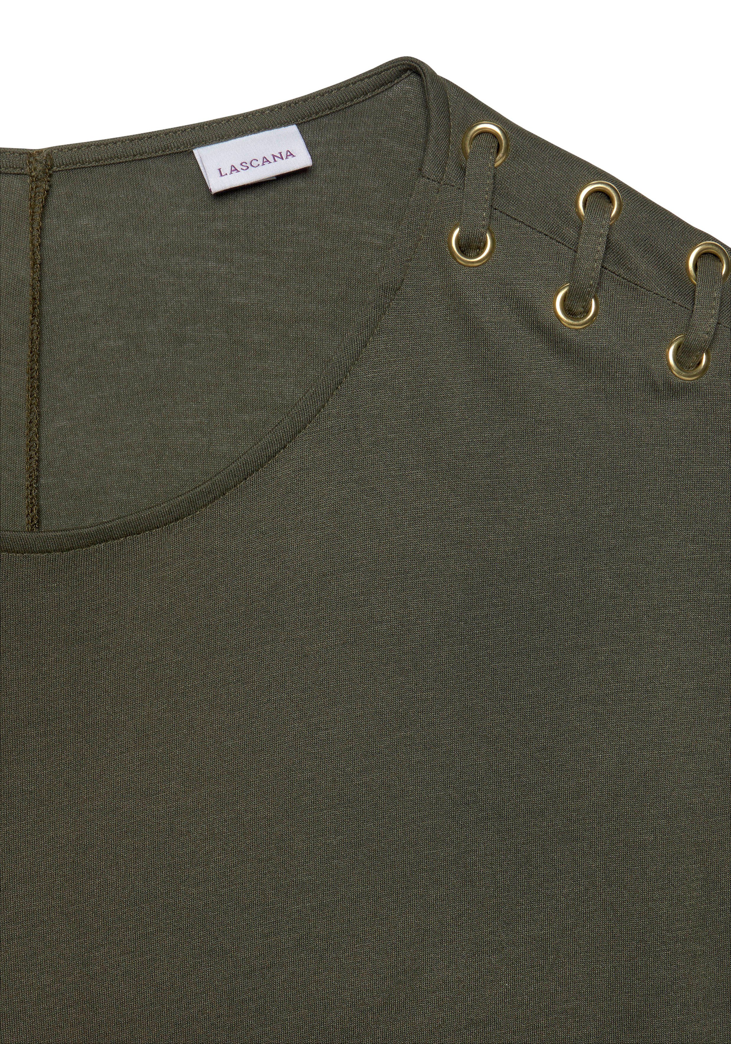 Lascana Shirt met korte mouwen met bandjes op de schouders, t-shirt, zachte jersey stof