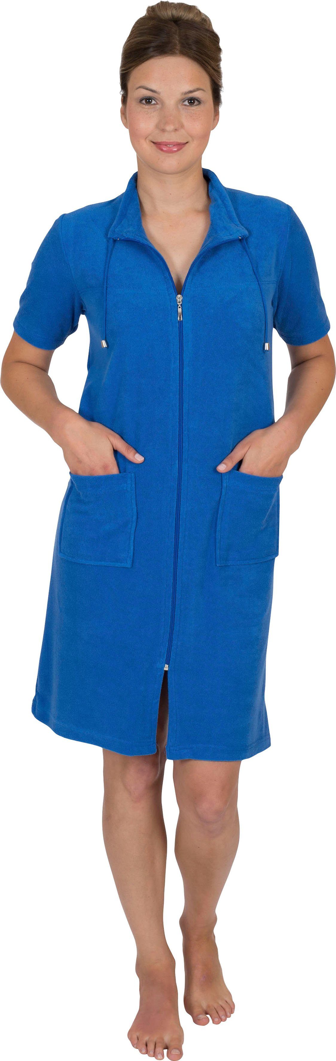 Wewo fashion Damesbadjas 033 Strandjurk, kort, met ritssluiting, kraag met koord, korte mouwen (1 stuk)