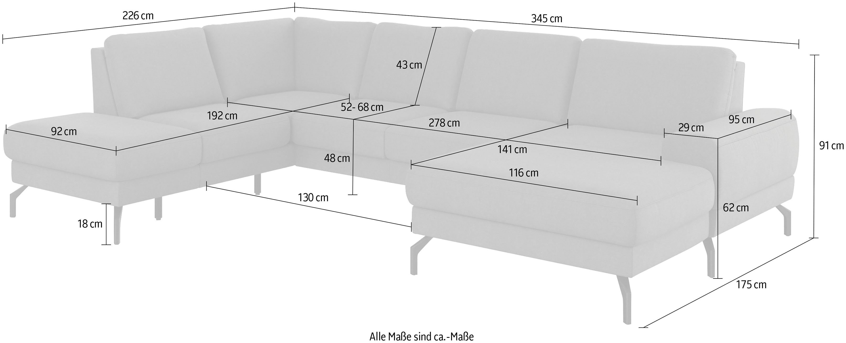 sit&more Zithoek Cinturo U-vorm inclusief zitdiepteverstelling en binnenvering, zithoogte 48 cm