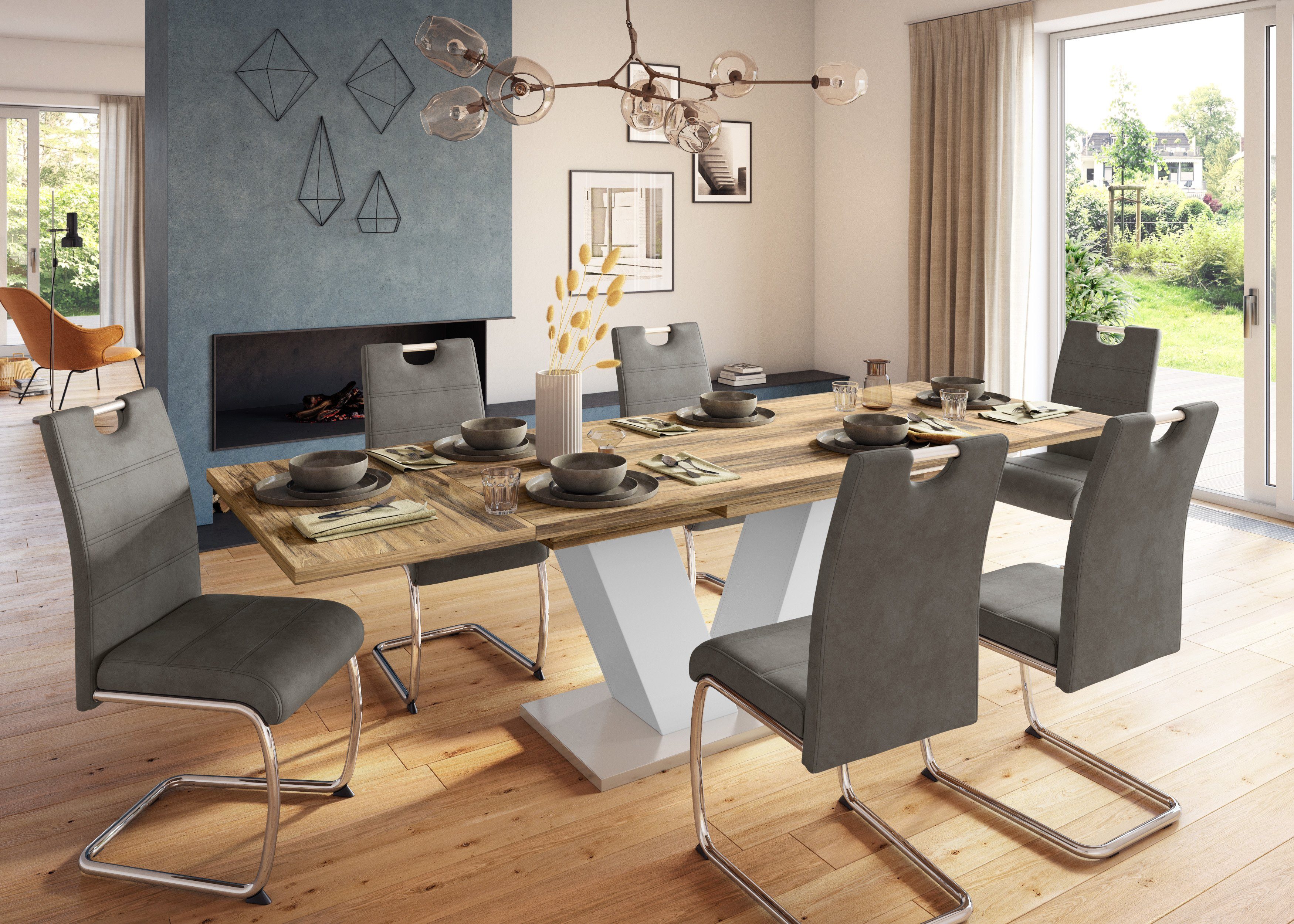 HELA Vrijdragende stoel Flora, eetkamerstoelen Vrijdragende stoel set: 1, 2 of 4 stuks, hoog zitcomfort