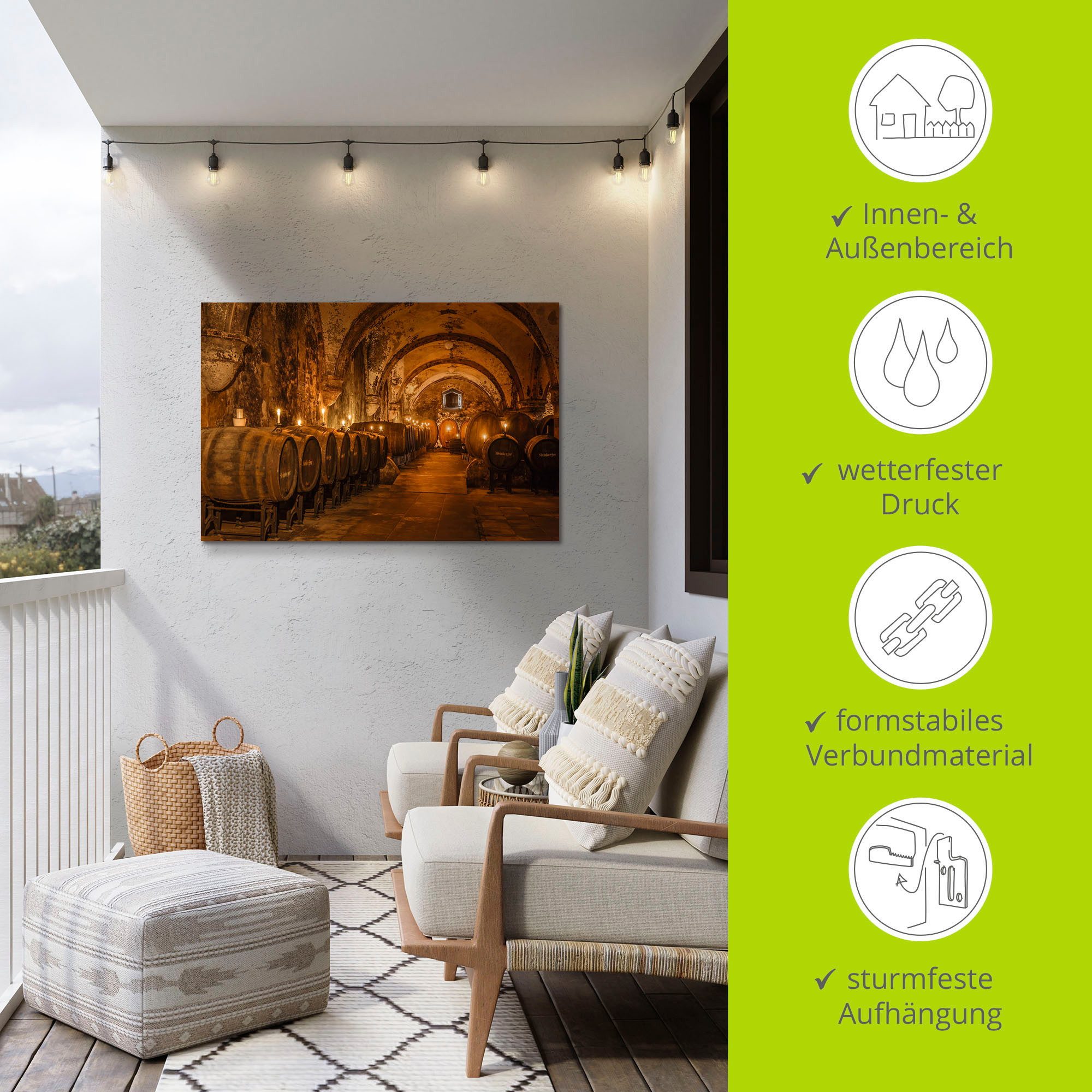 Artland Artprint Historische wijnkelder Eberbach als artprint van aluminium, artprint voor buiten, artprint op linnen, poster in verschillende maten. maten