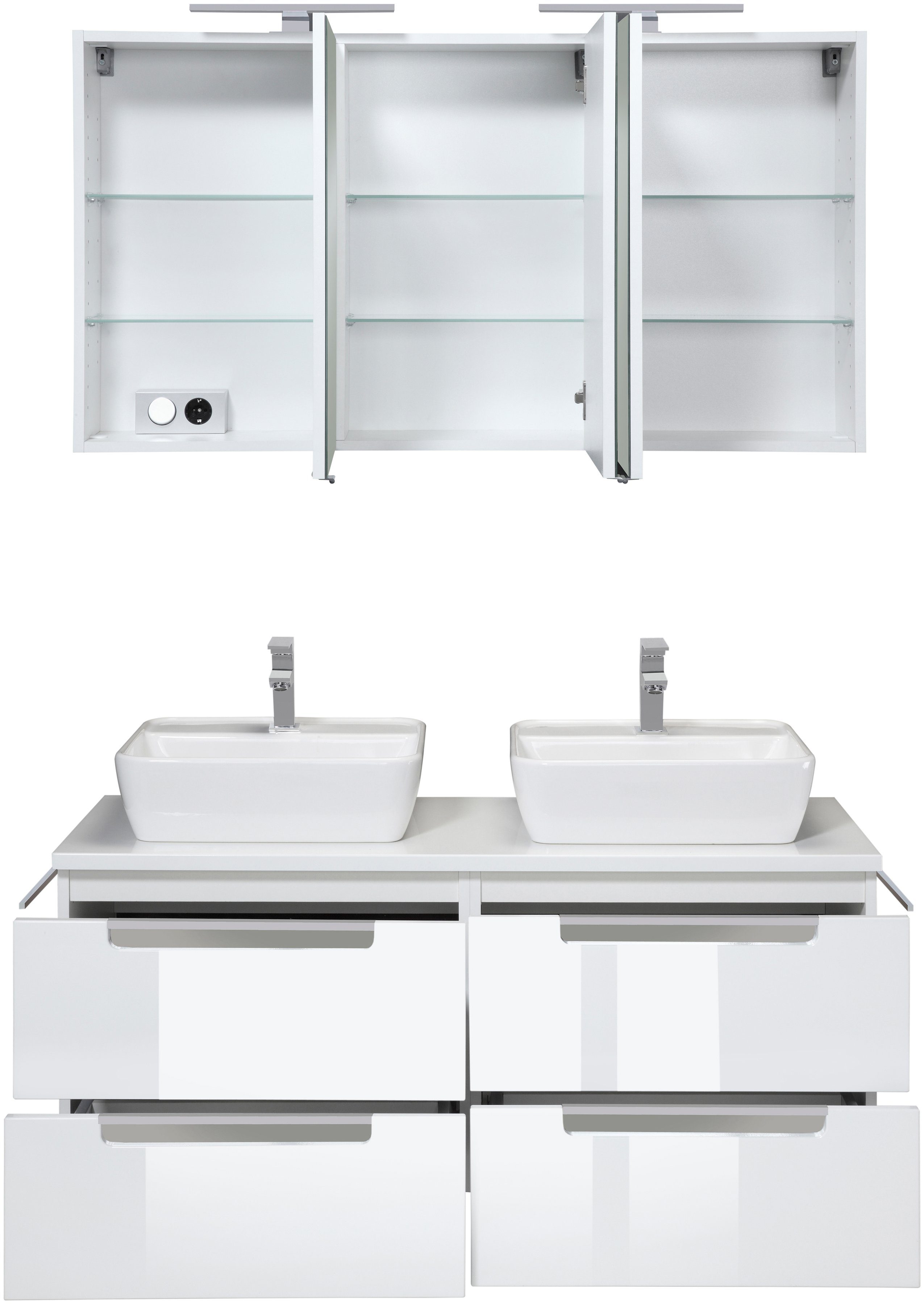 welltime Badmeubelset Malibu Breedte 120 cm, met soft-closetechniek (set, 2 stuks)