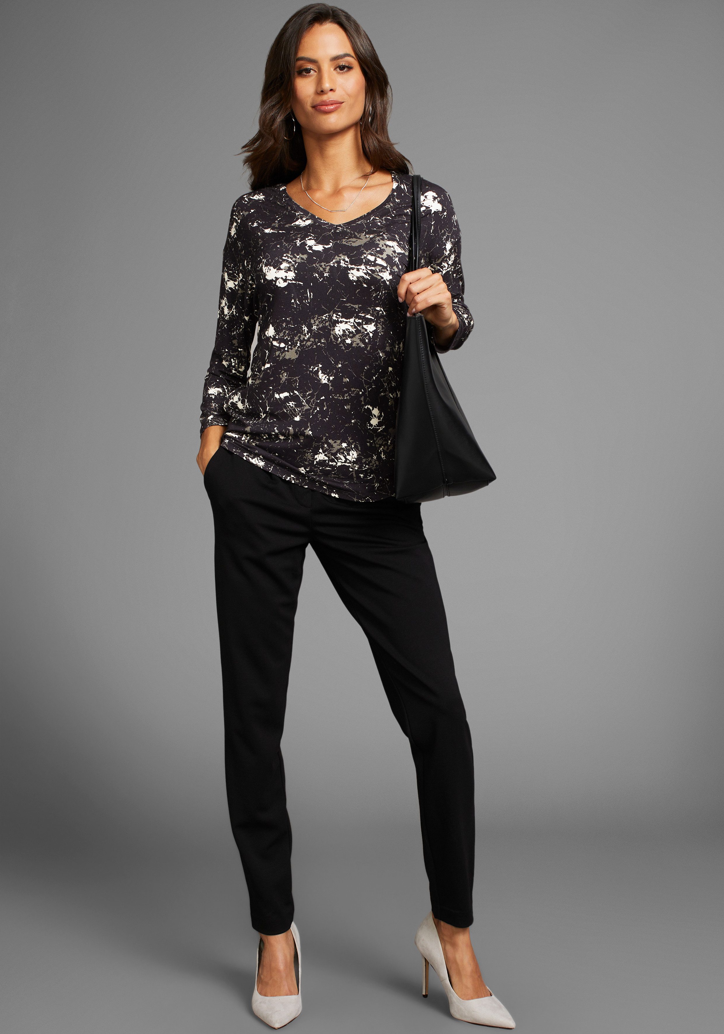Laura Scott Shirt met 3/4-mouwen casual gesneden, bedrukt, v-hals