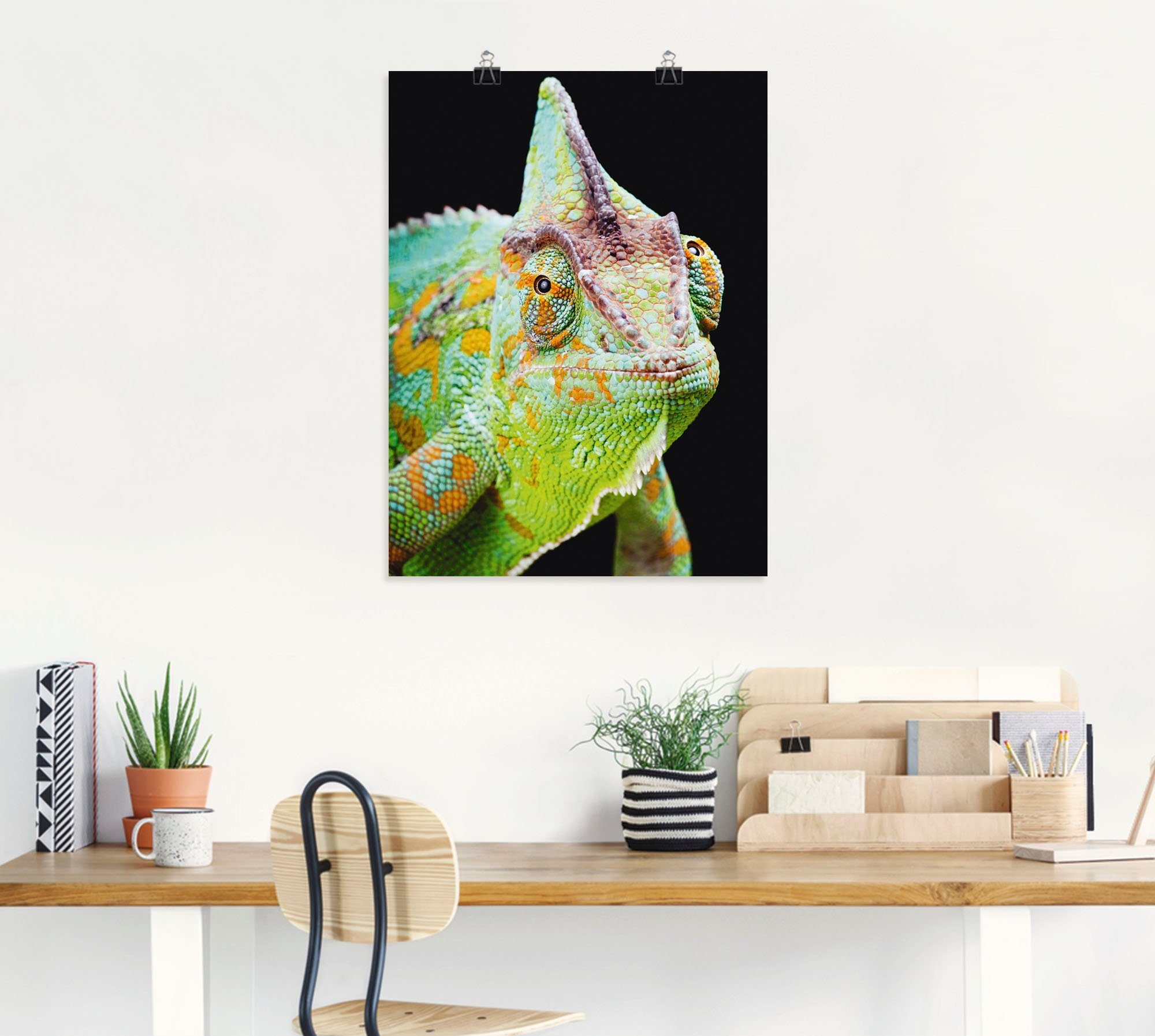 Artland Artprint Yemen kameleon als artprint van aluminium, artprint voor buiten, poster, muursticker in diverse maten formaten