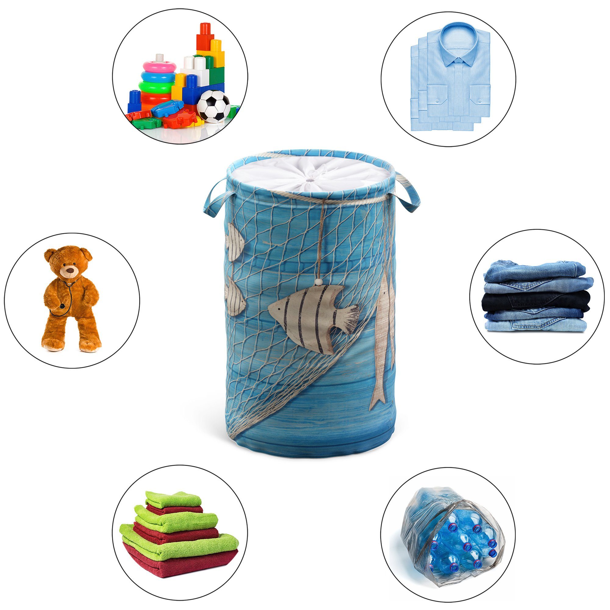 Sanilo Wasmand Seefahrt 60 liter, opvouwbaar, met bescherming tegen inkijk