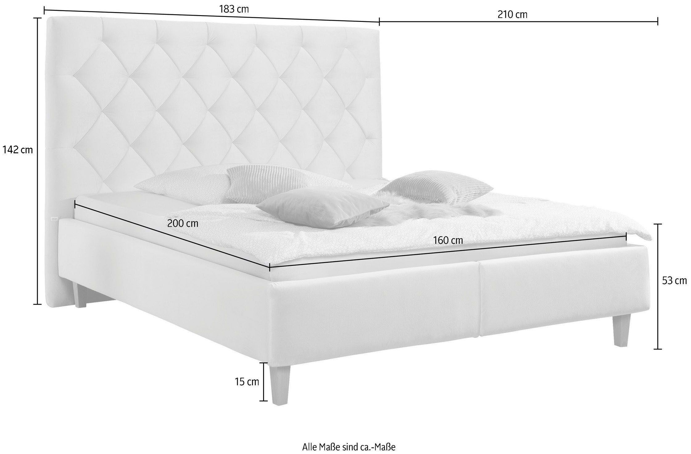 Guido Maria Kretschmer Home&Living Gestoffeerd bed Sunley 140 Kruisstiksel, hoofdbordhoogte 142 cm, zonder of met matras/lattenbodem