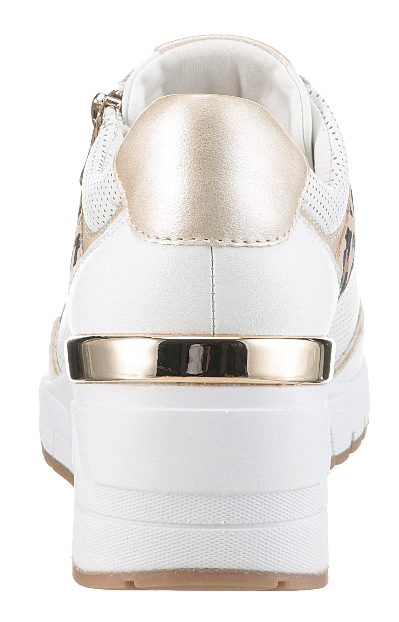 Marco Tozzi Sneakers met sleehak , vrijetijdsschoen, lage schoen veterschoen met buitenrits