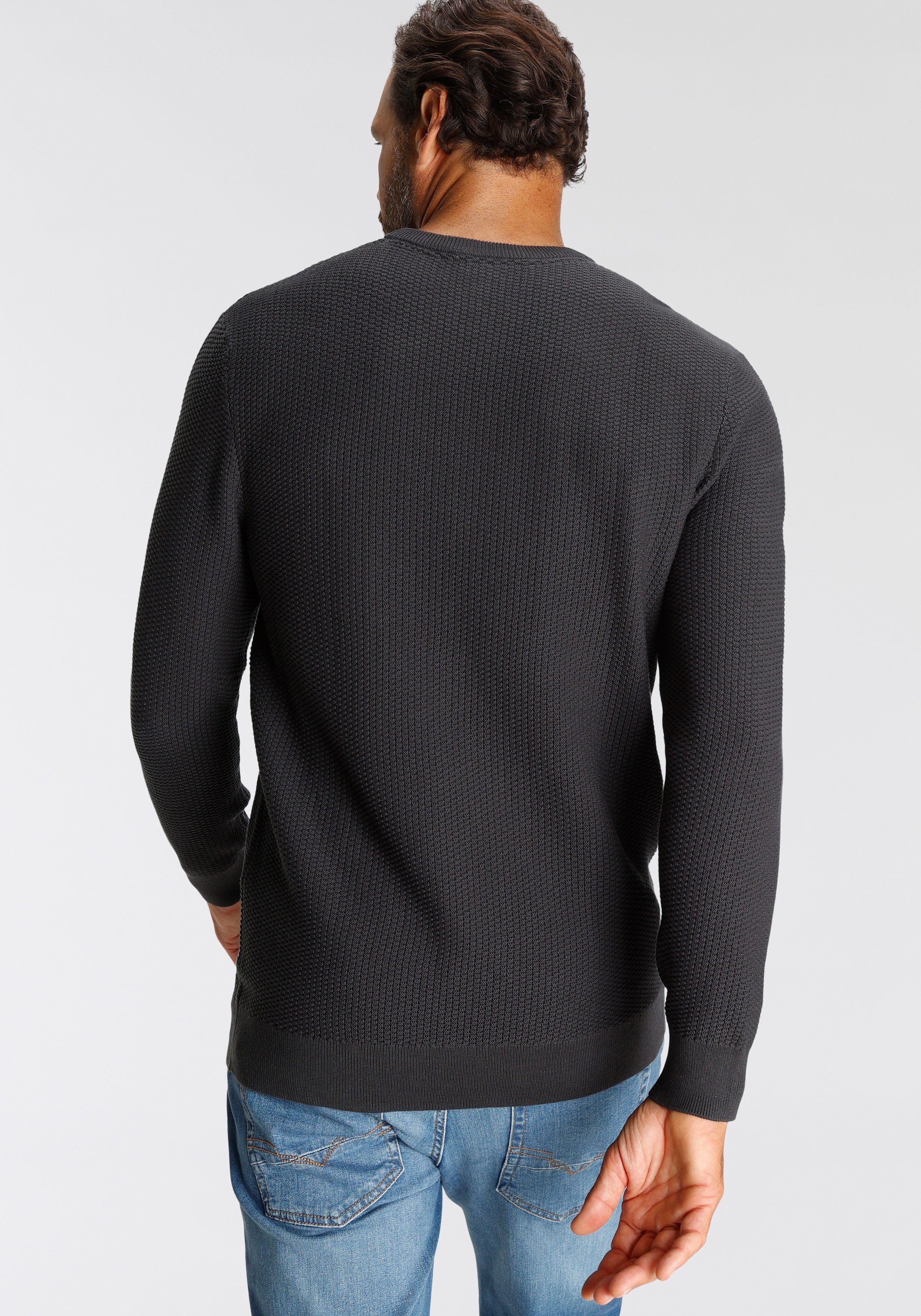 H.I.S Trui met ronde hals in bijzondere tricot-look