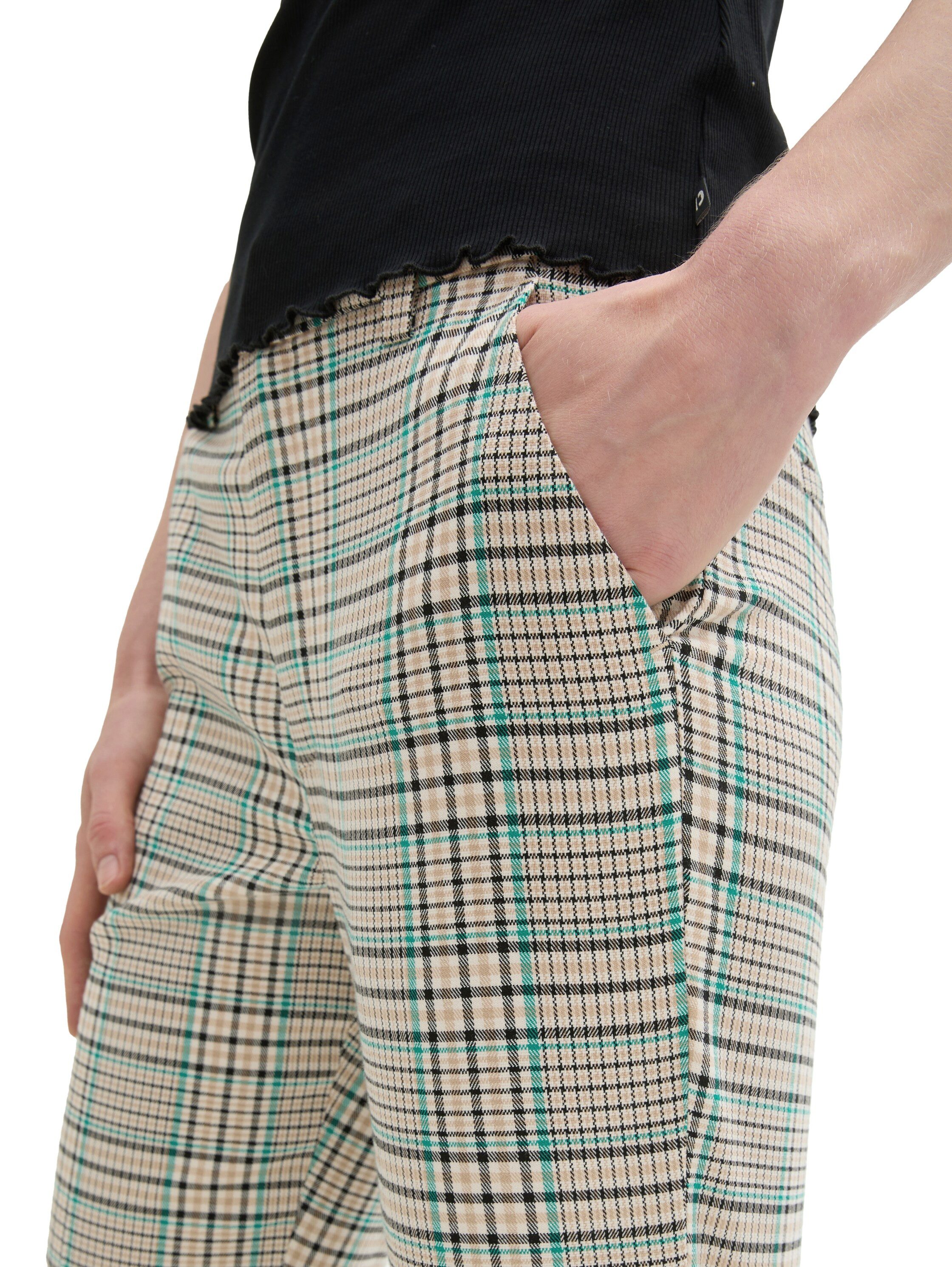 Tom Tailor Denim Geweven broek geruit met viscose
