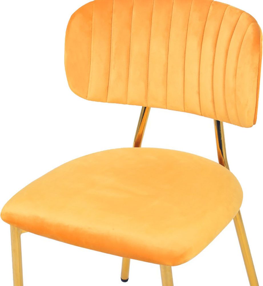 Kayoom Stoel Giselle 125 2-delige set, onderhoudsvriendelijke fluwelen bekleding met armleuningen, goudkleurige frame van roestvrij staal, fluwelen bekleding, decoratieve stiksels (set, 2 stuks)