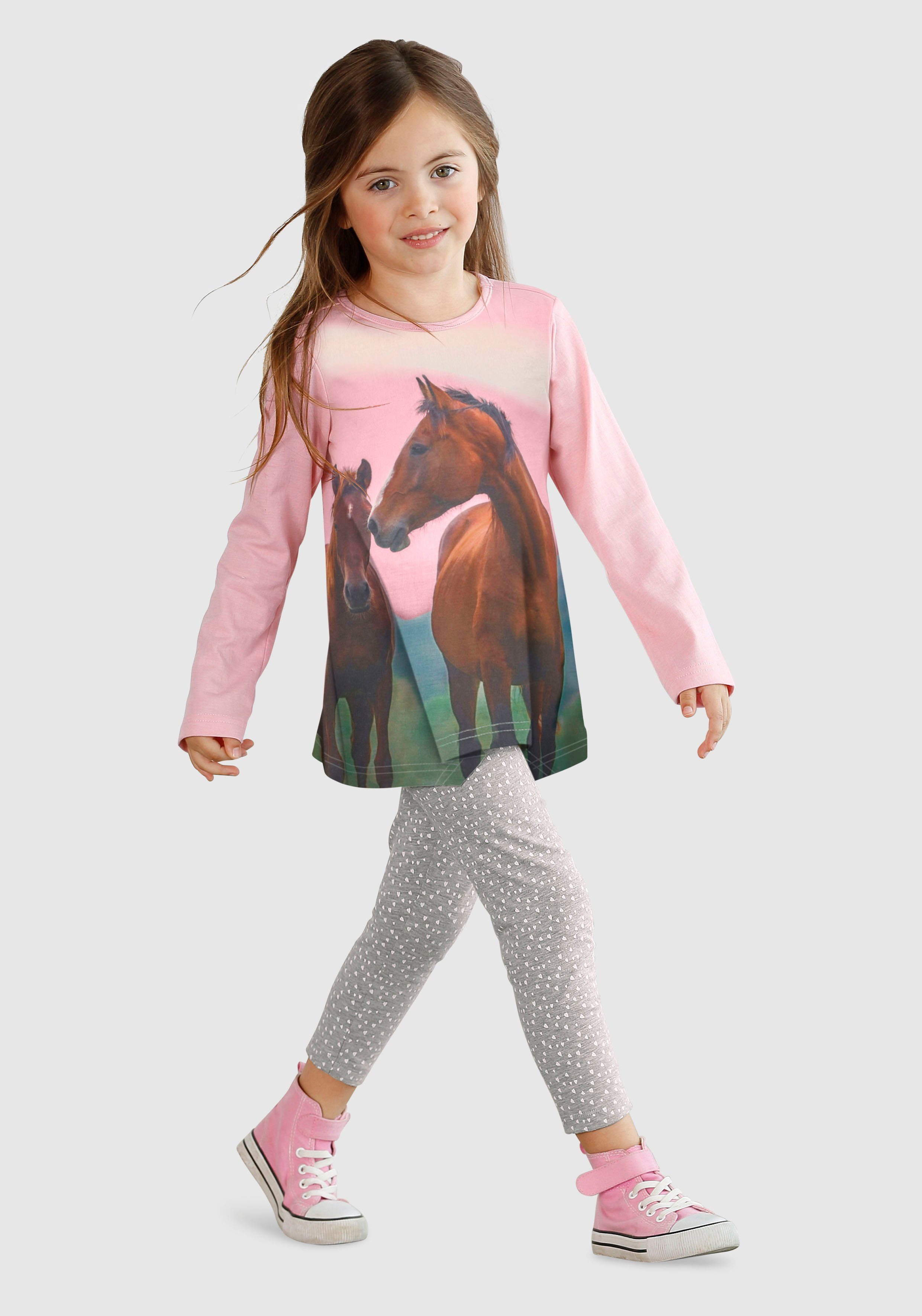 Arizona Shirt met lange mouwen & legging 2-delig set shirt + leggings met paardenmotief (set,...