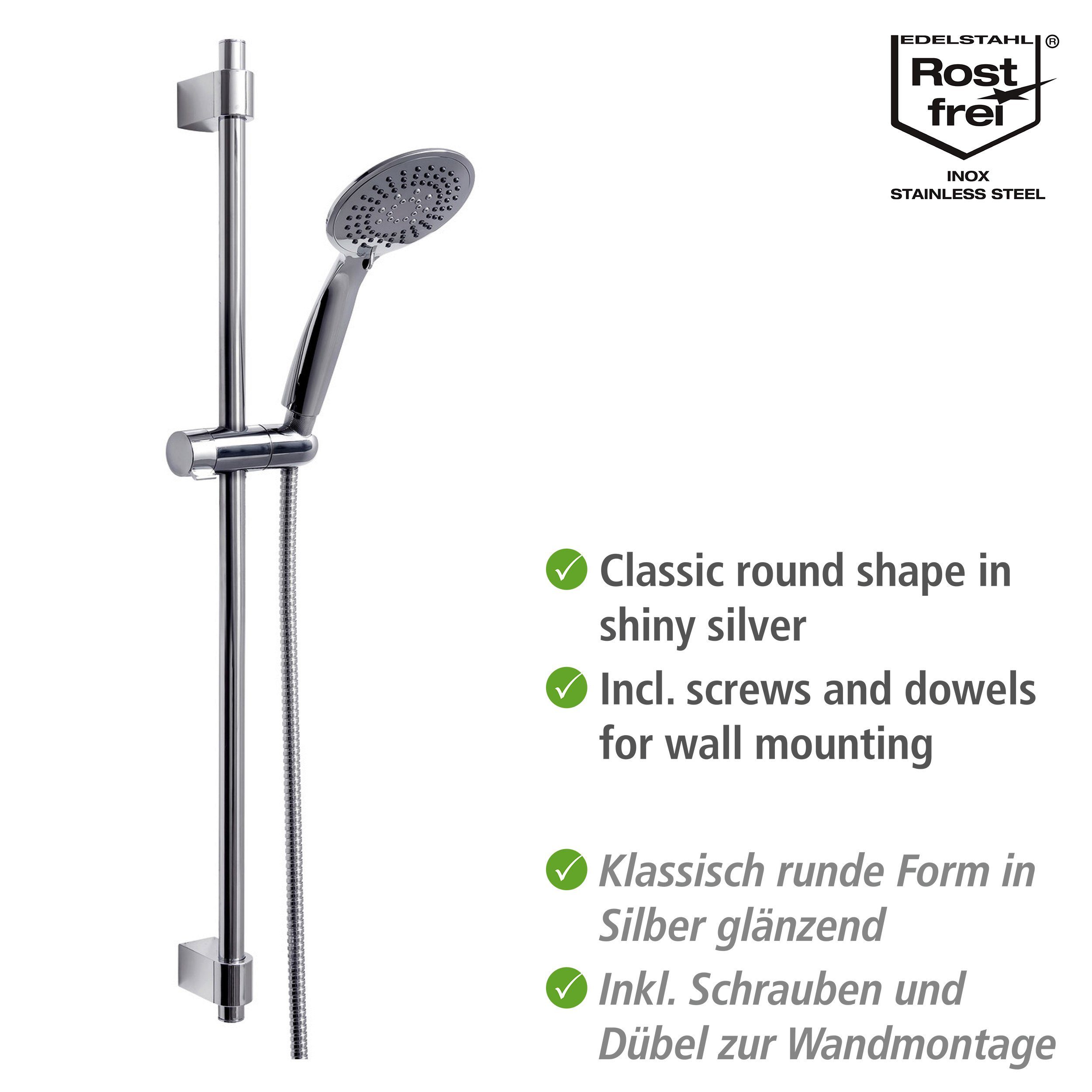 WENKO Douchestang-set Young Chroom, lengte stang: 66 cm