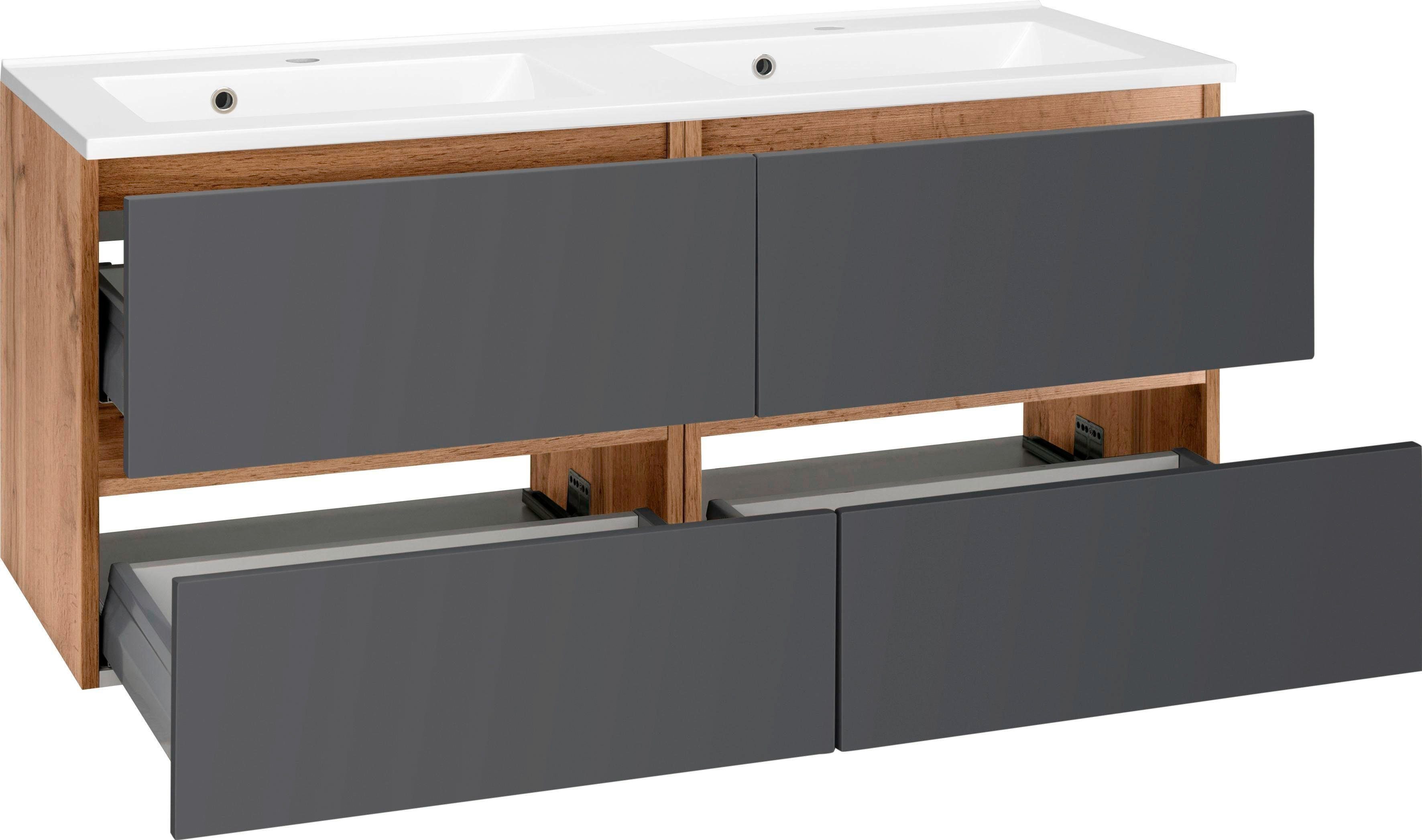 welltime Wastafelonderkast Lucca Badkamermeubel, wastafelonderkast inclusief wasbak, breedte 120 cm