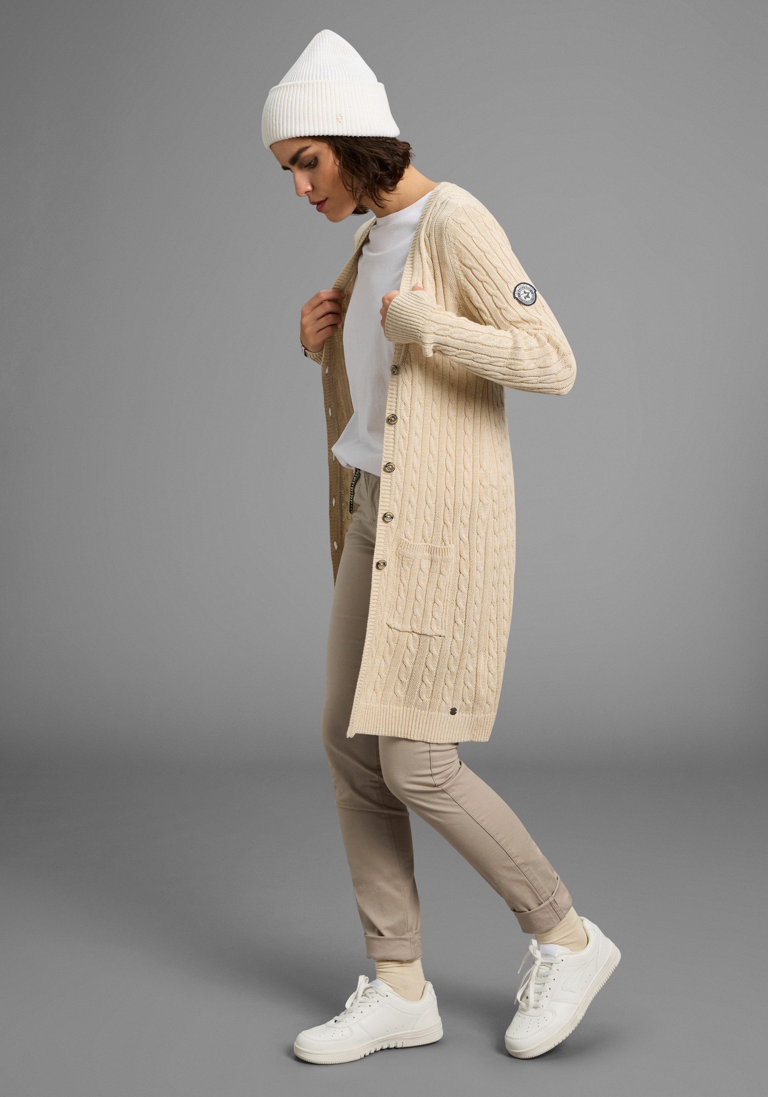 KangaROOS Lang vest met trendy kabelpatroon en zakken