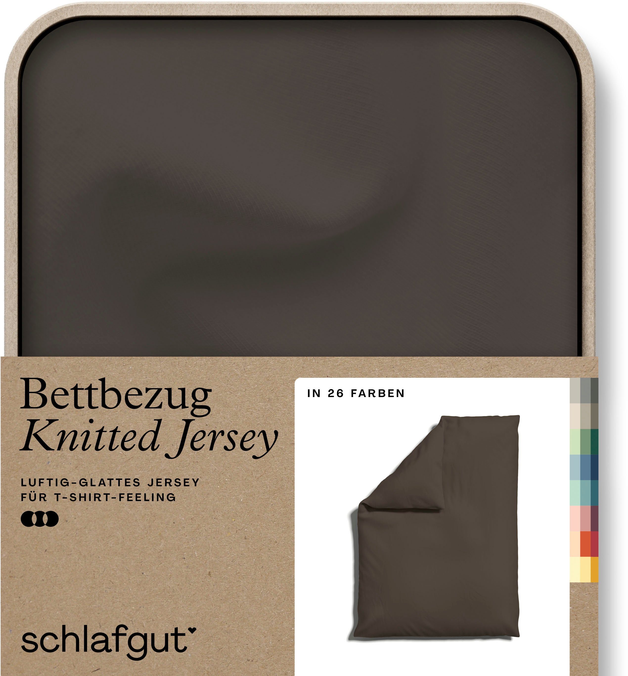 Schlafgut Dekbedovertrek Gebreide jersey uni, van biologisch katoen met elastaan, rits kreukvrij, mix & match beddengoed: bijpassende kussenhoes verkrijgbaar (1 stuk)