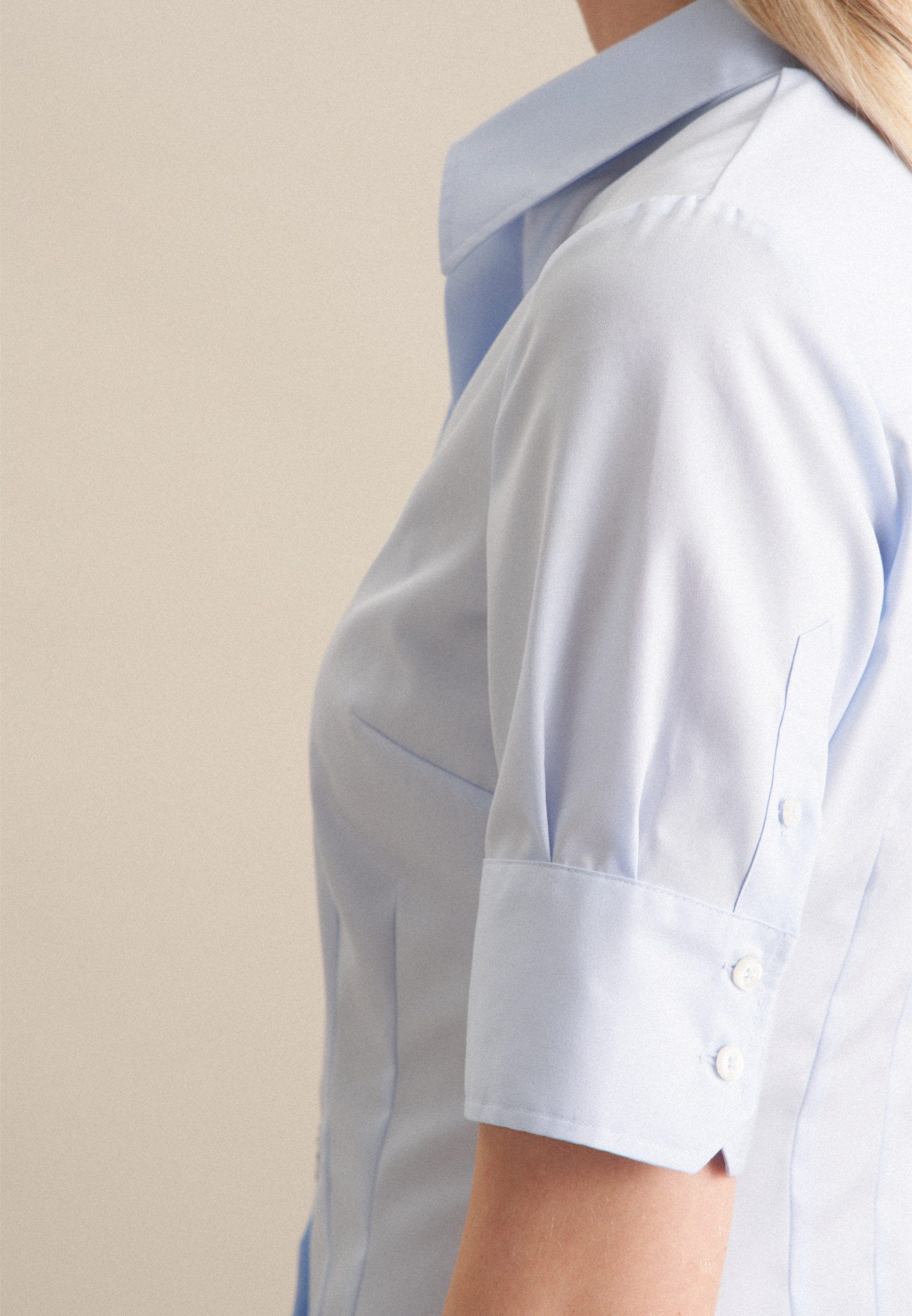 seidensticker Overhemdblouse Zwarte roos Korte mouwen kraag uni