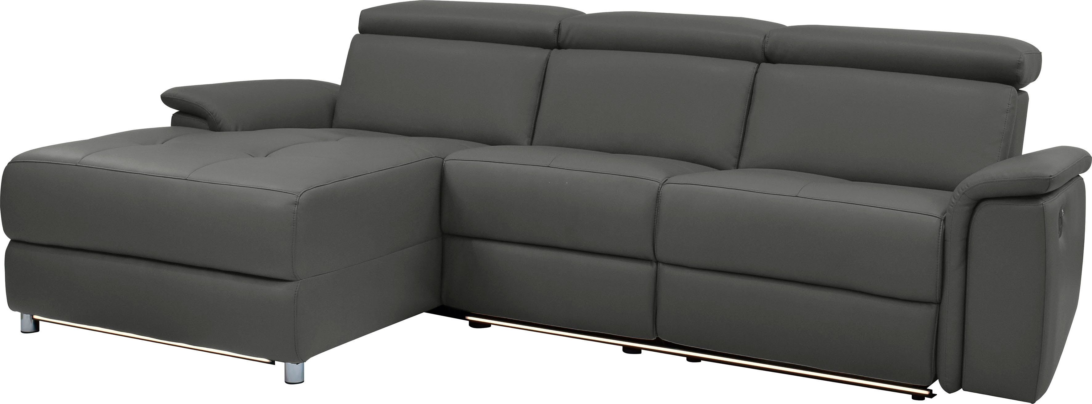 Places of Style Hoekbank Pareli, L-model, 259 cm, met récamier, echt leer, imitatieleer, weefstof
