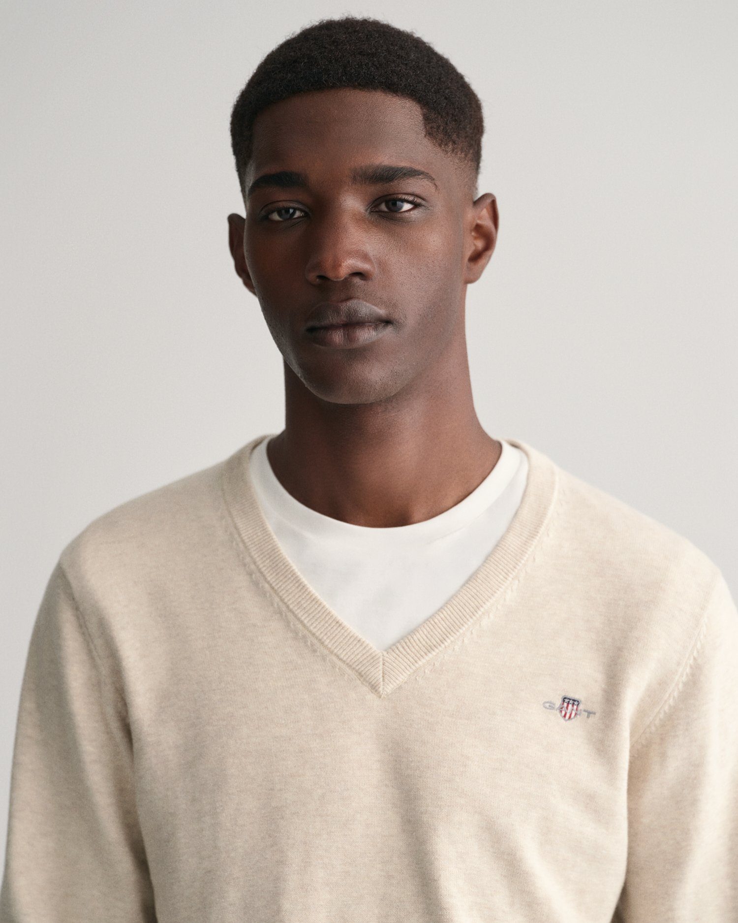 Gant Trui met V-hals CLASSIC COTTON V-NECK Premium brei jersey van zacht 100% katoen overgangs trui