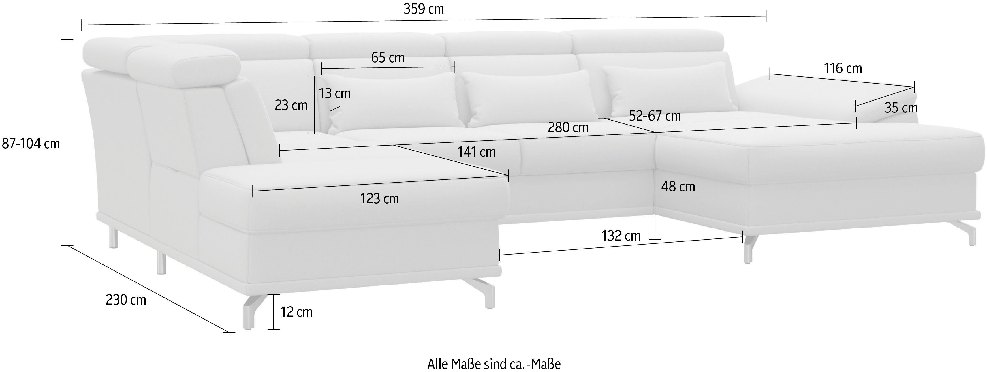 sit&more Zithoek Cabrio U-vorm, met zitdiepteverstelling, arm- en hoofdsteunverstelling