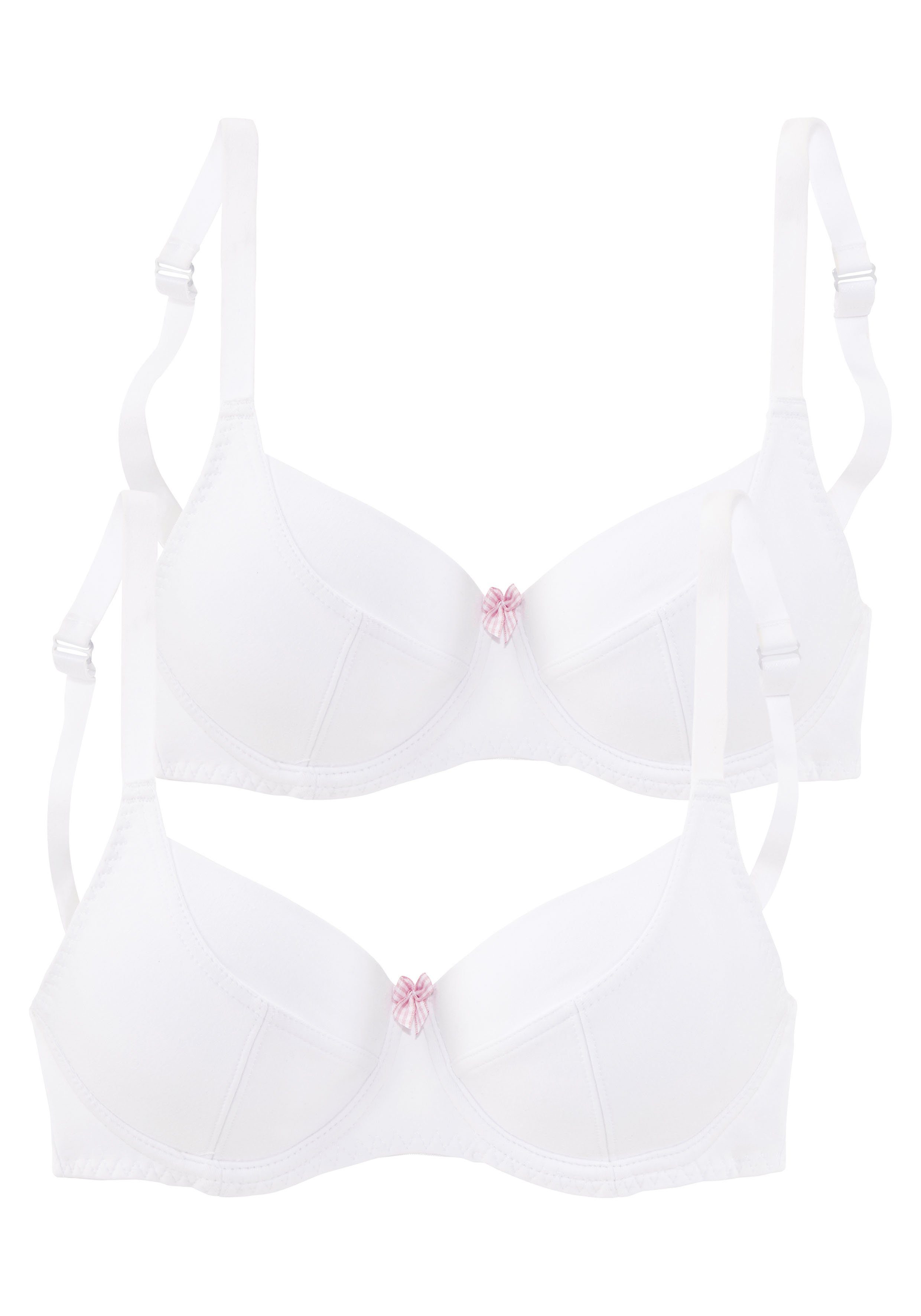 Petite fleur Beugel-bh met strik met vichyruitdessin (Set van 2)