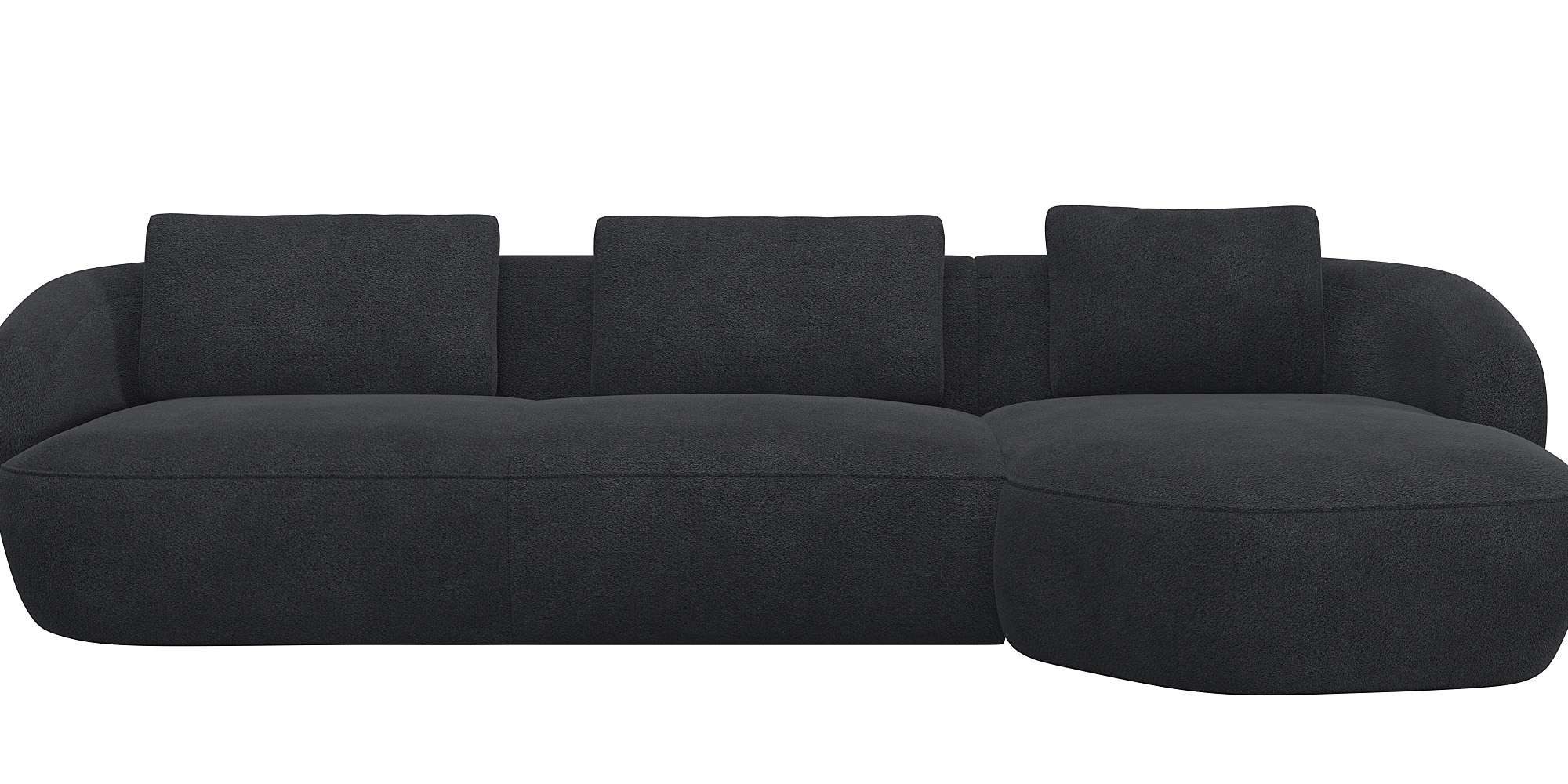 FLEXLUX Zithoek Torino, rond, L-vorm, bankhoek met recamière, longchair-sofa grijs, zithoeken, Chaiselongue rechts