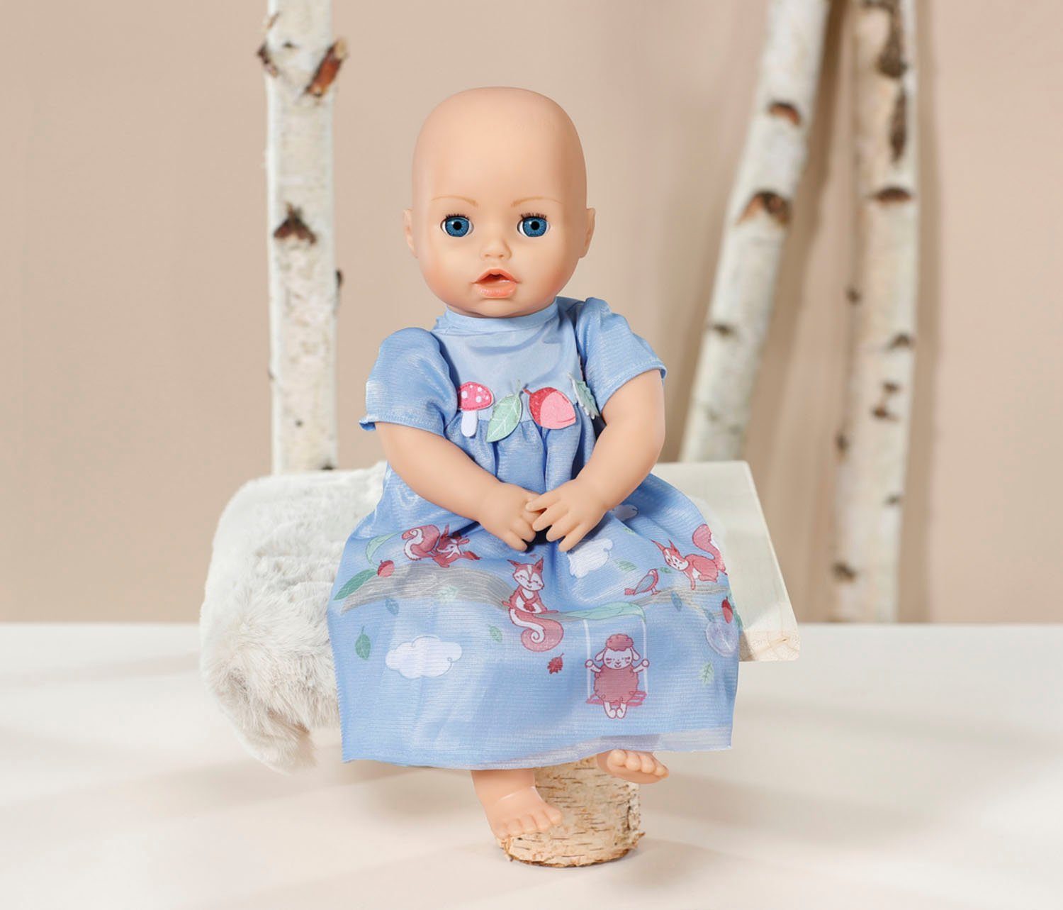 Baby Annabell Poppenkleding Jurk blauw eekhoorntje, 43 cm