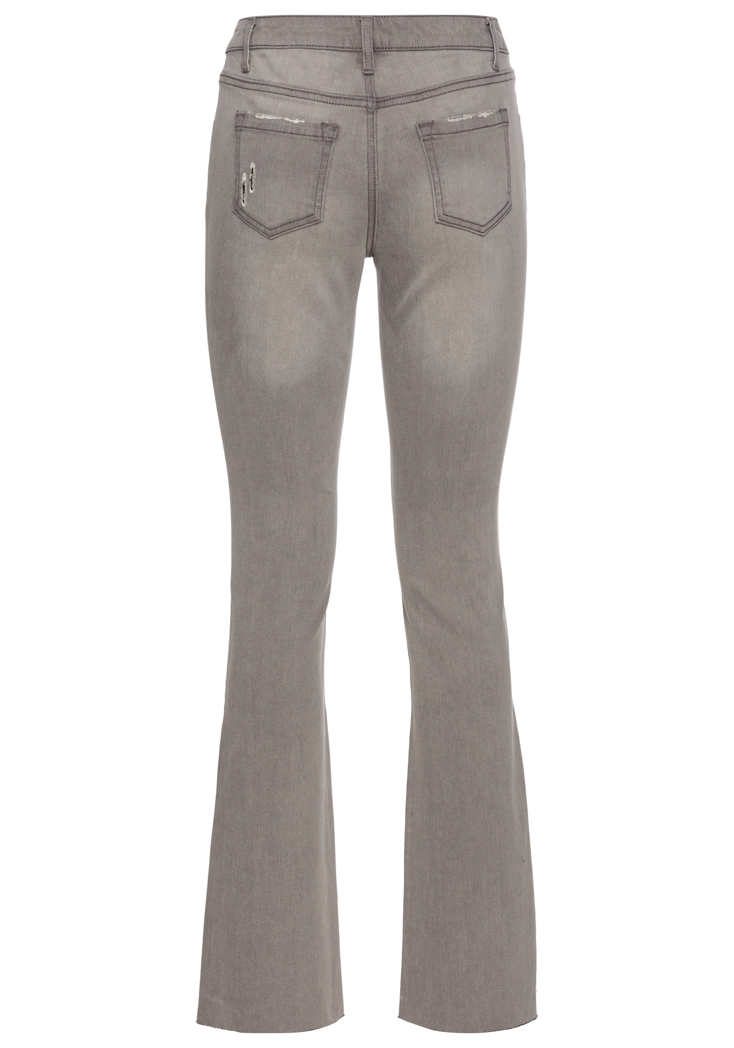 Arizona Bootcut jeans Ultra Stretch uitlopende pasvorm, modieuze used-look, normale taille