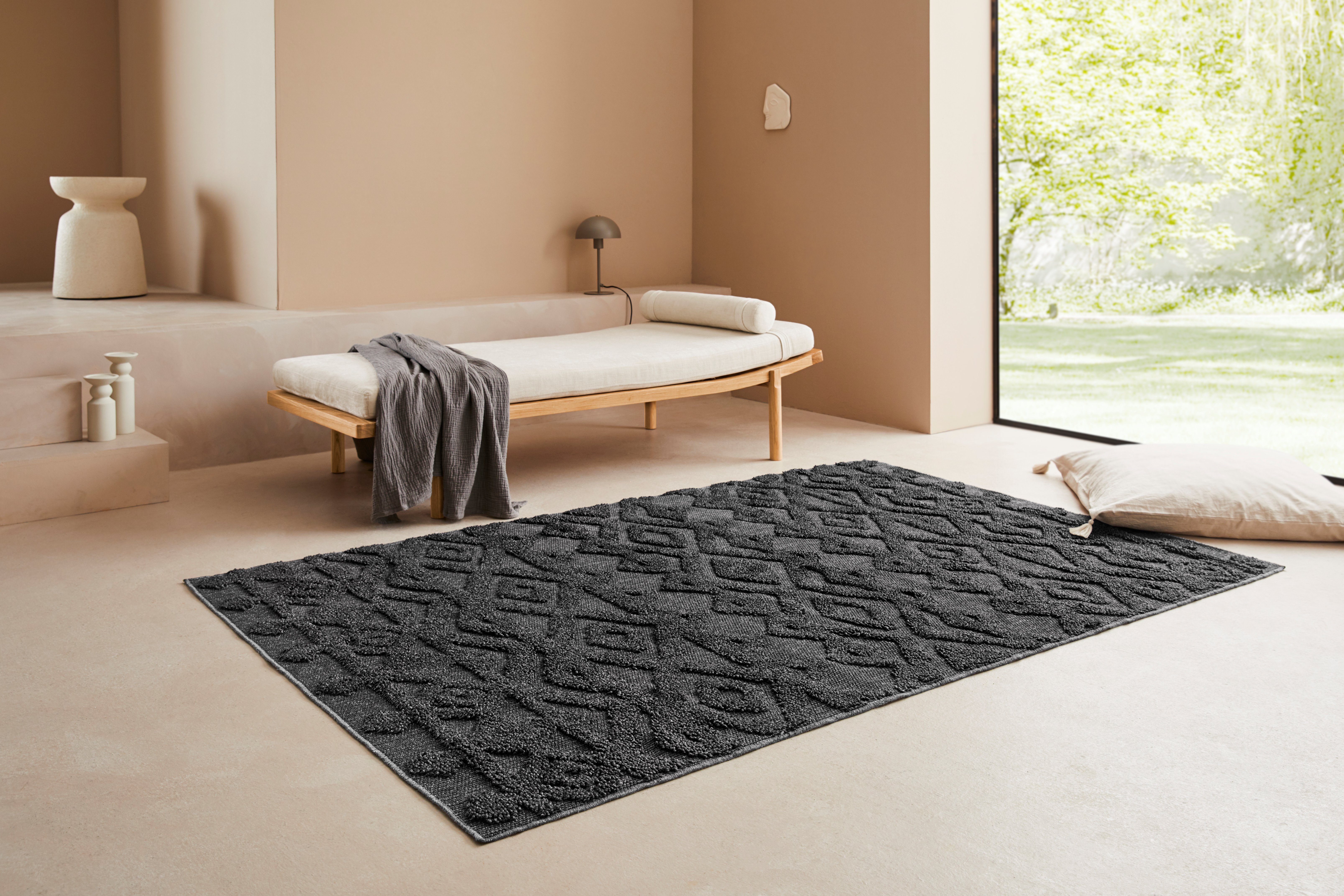 LeGer Home by Lena Gercke Vloerkleed Askja in wol-look, reliëfeffect, vloerkleed in boho-stijl