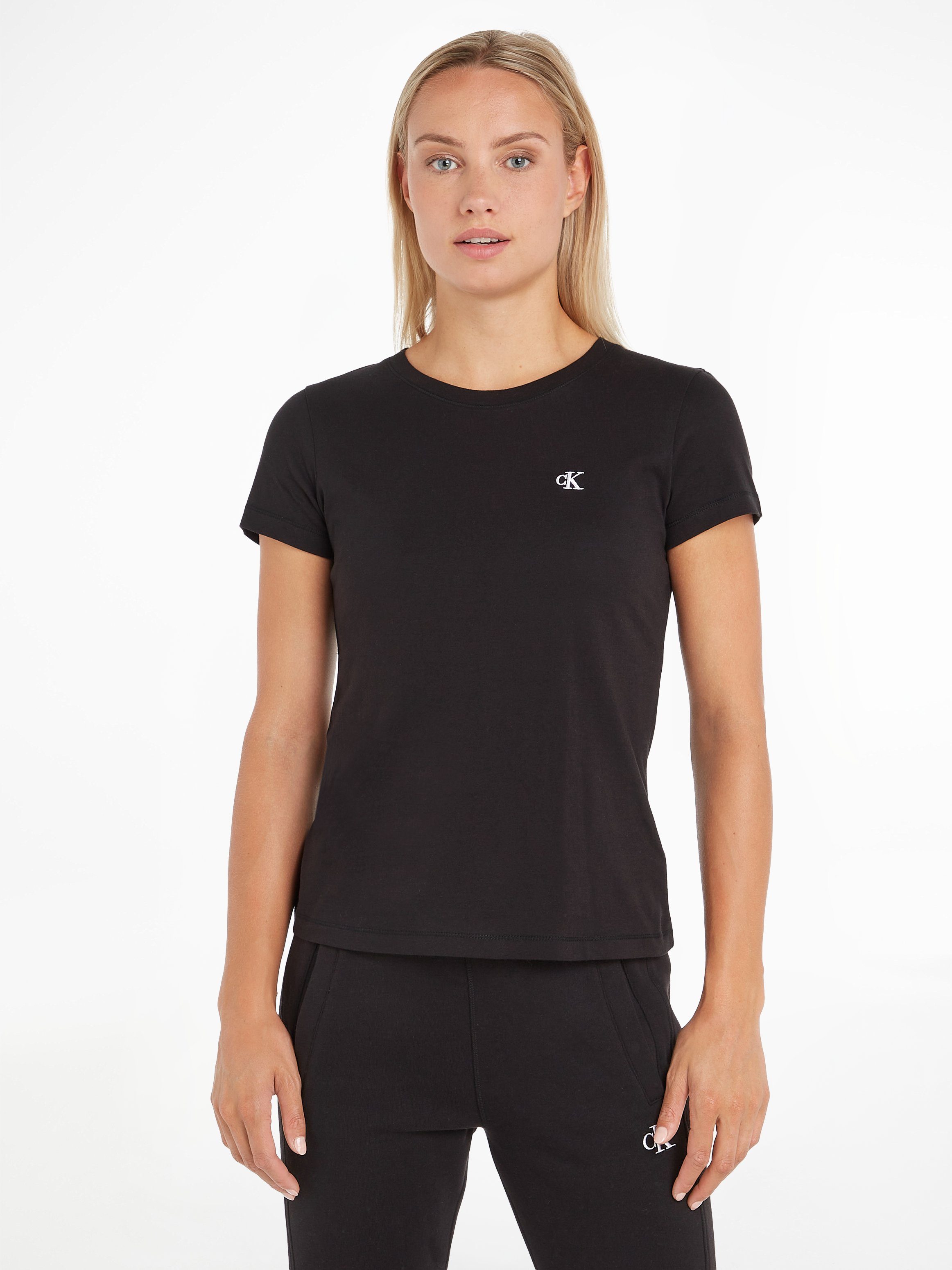 Calvin Klein T-shirt CK EMBROIDERY SLIM TEE met geborduurd ck-logo op borsthoogte