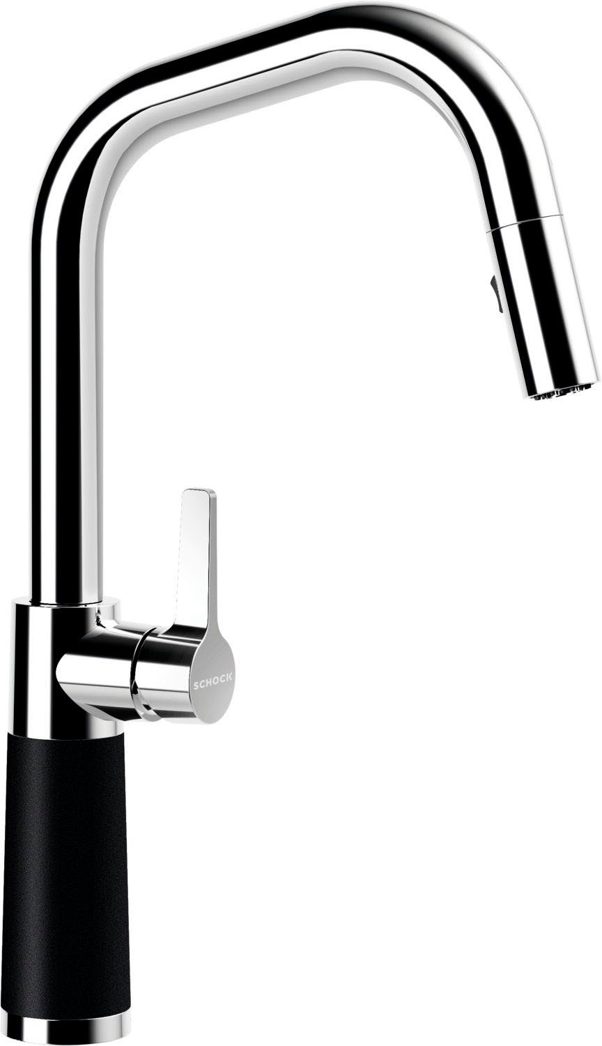 Schock Keukenkraan SC-530 SB uitschuifbaar, straal-douche, terugstroombegrenzer, draaibereik 120° keukenkranen zwart