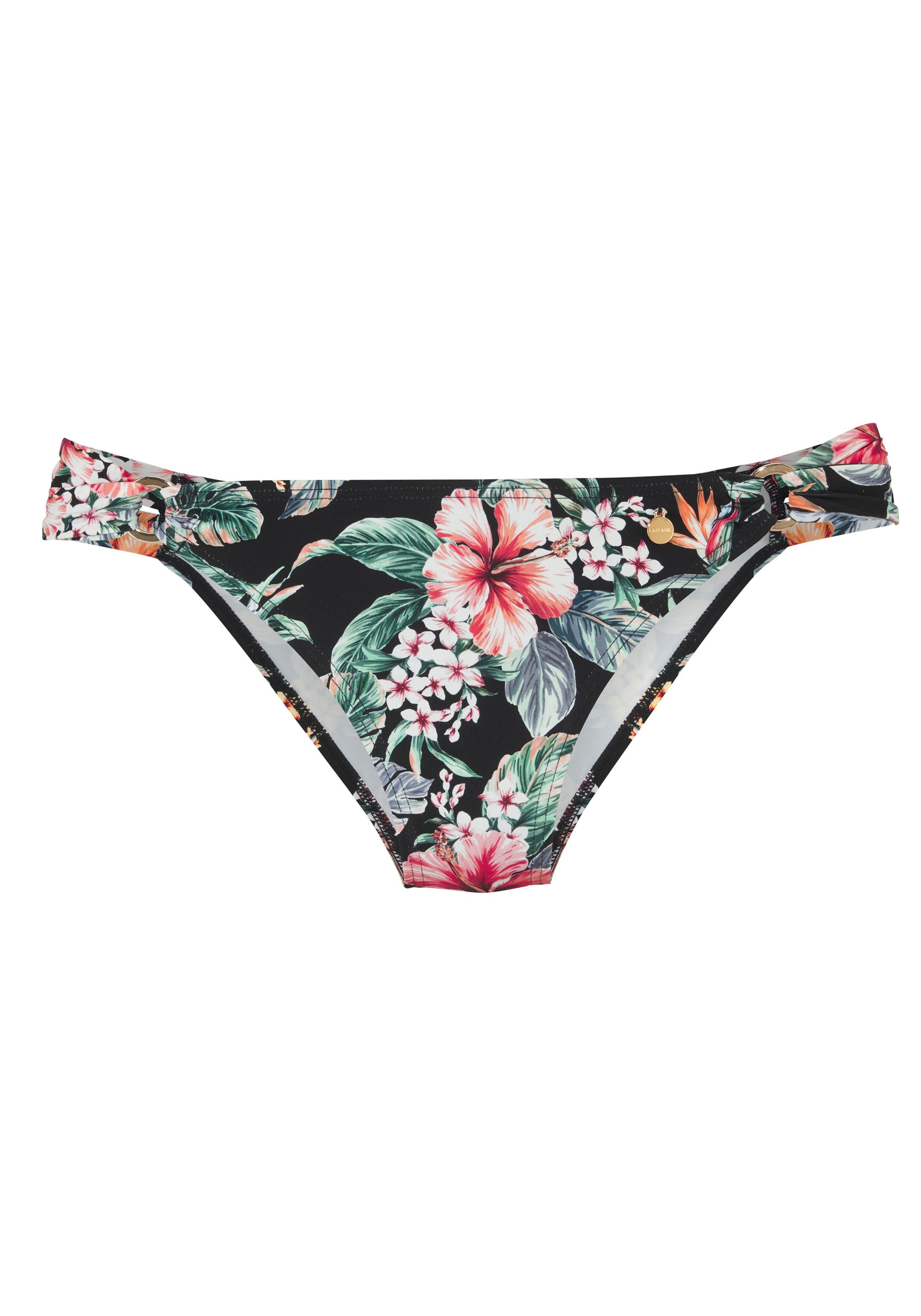 Lascana Bikinibroekje Salsa met sierringen en geweldig bloemenprint