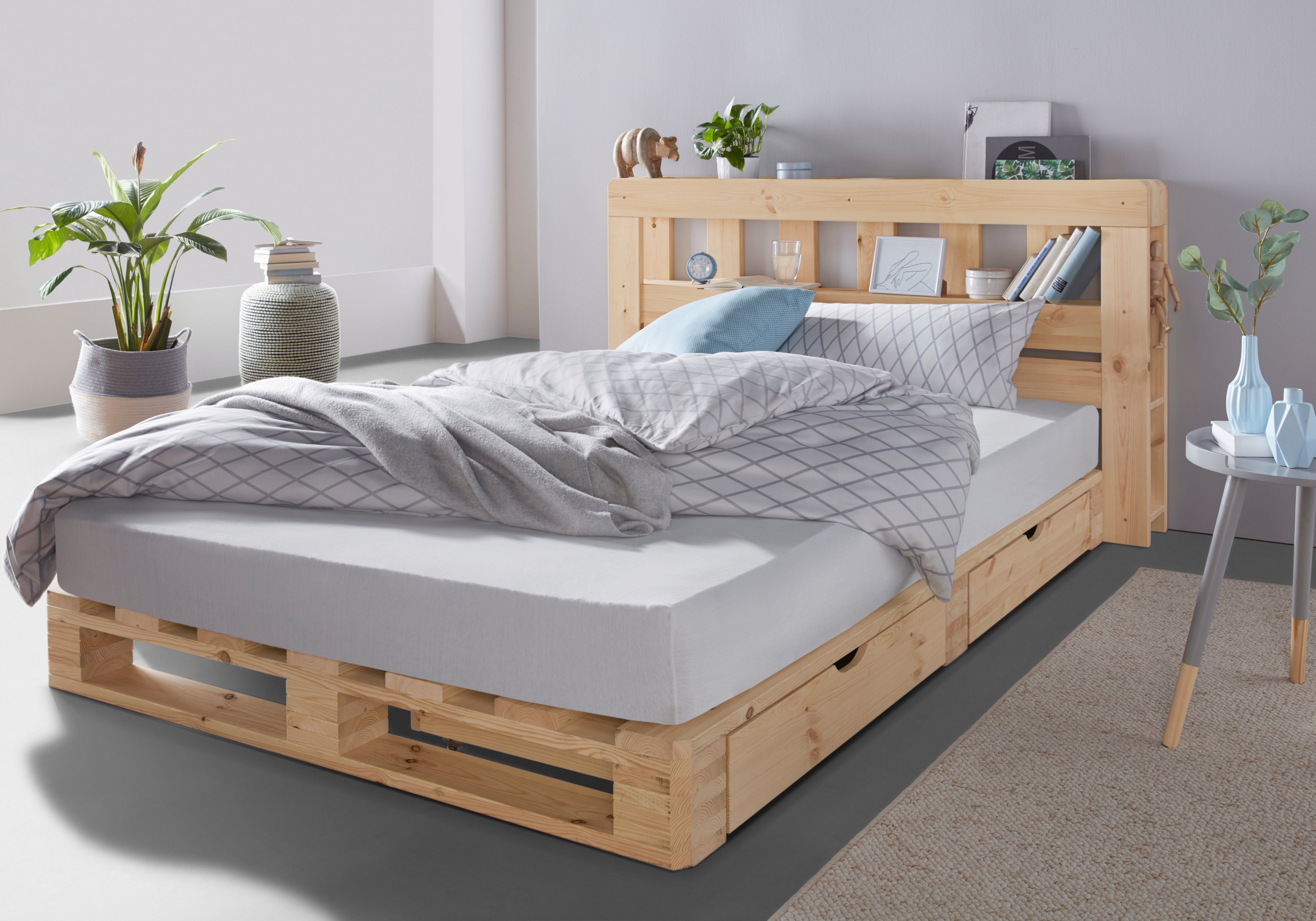 Home affaire Palletbed "ALASCO" BESTSELLER! Met lade gecertificeerd massief hout, uit te breiden tot tweepersoons- of familiebed