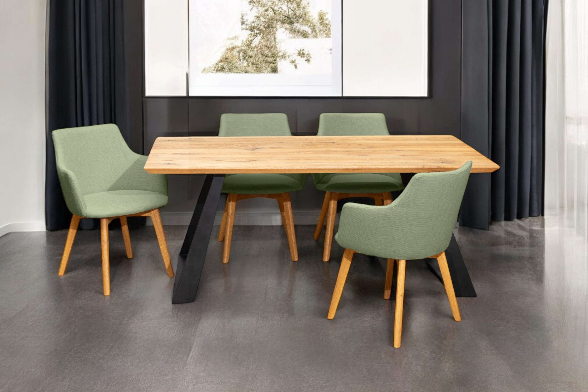 Home affaire Eethoek Ena zitgroep voor keuken/eetkamer, eettafel met 4 gestoffeerde stoelen 5-delig (set, 5-delig)
