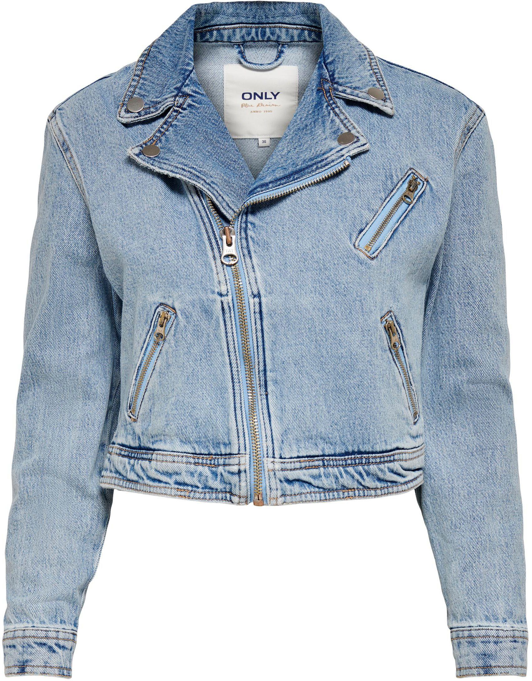 only jeansjack onlsteffie met biker-details blauw