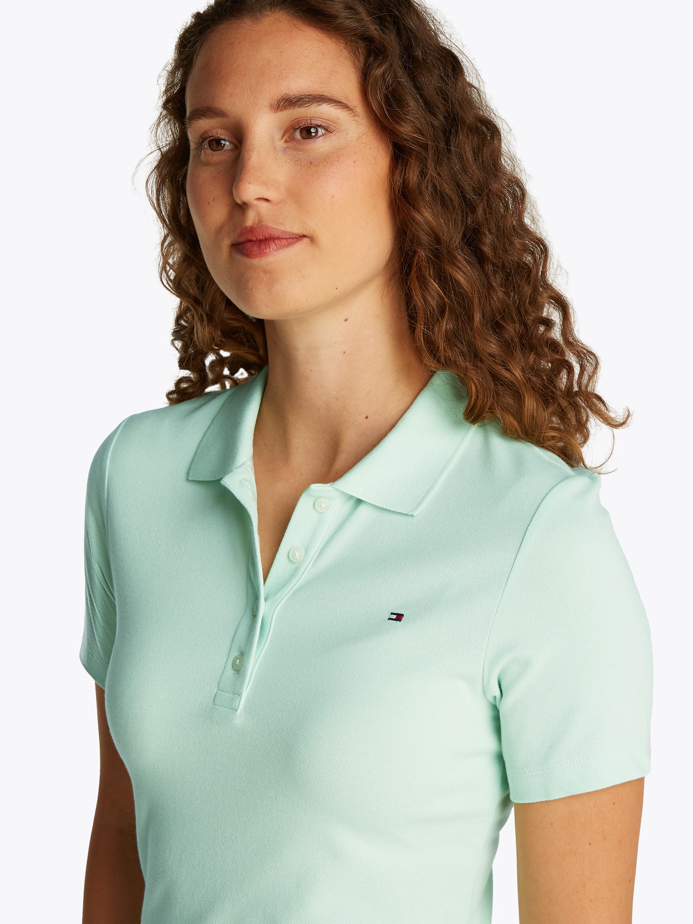 Tommy Hilfiger Poloshirt 1985 Slim Fit Pique Premium met logo-borduursel, met zijsplitten