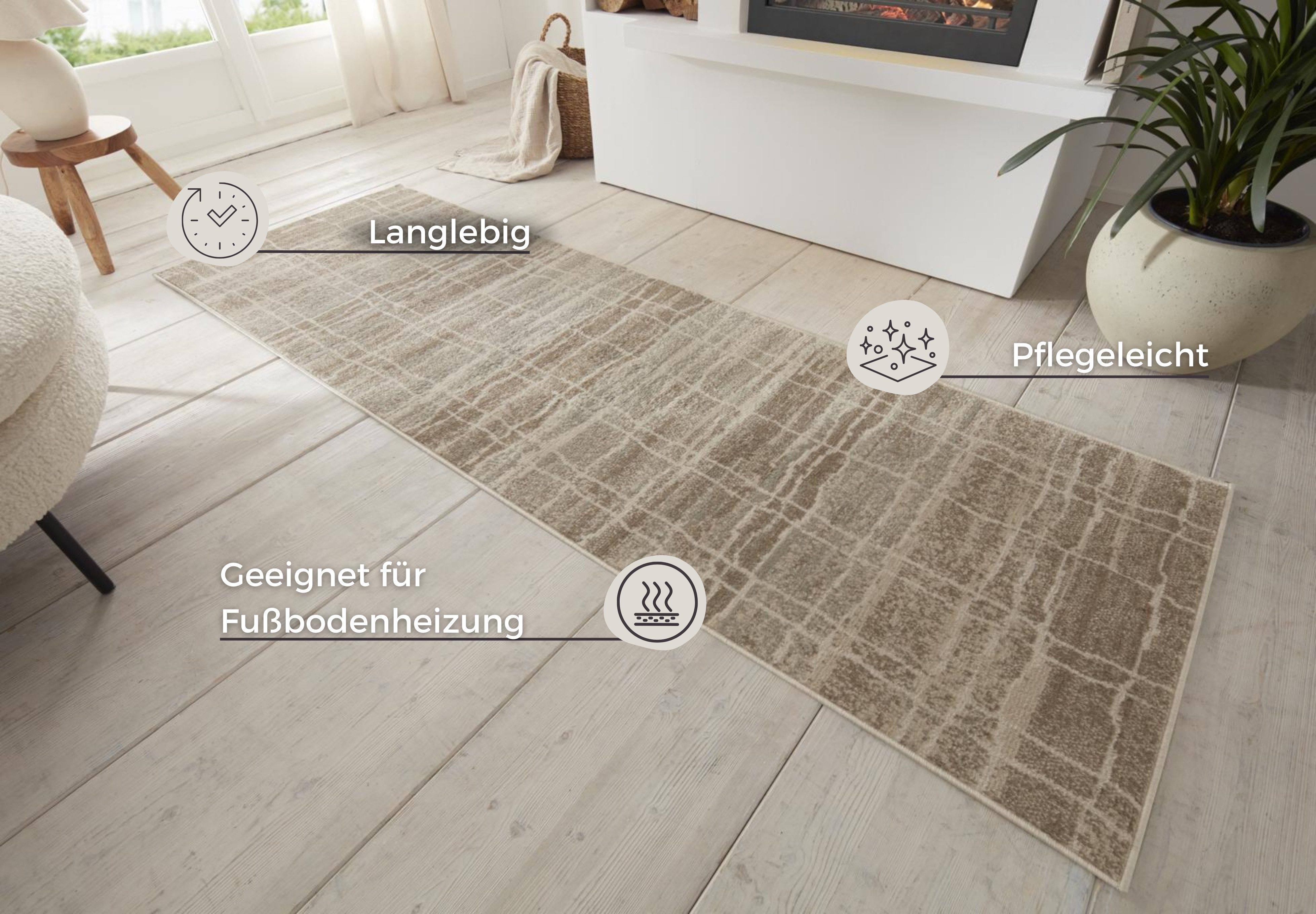 HANSE Home Vloerkleed Jord Kortpolig, loper, vintage, woonkamer, slaapkamer, eetkamer, gang