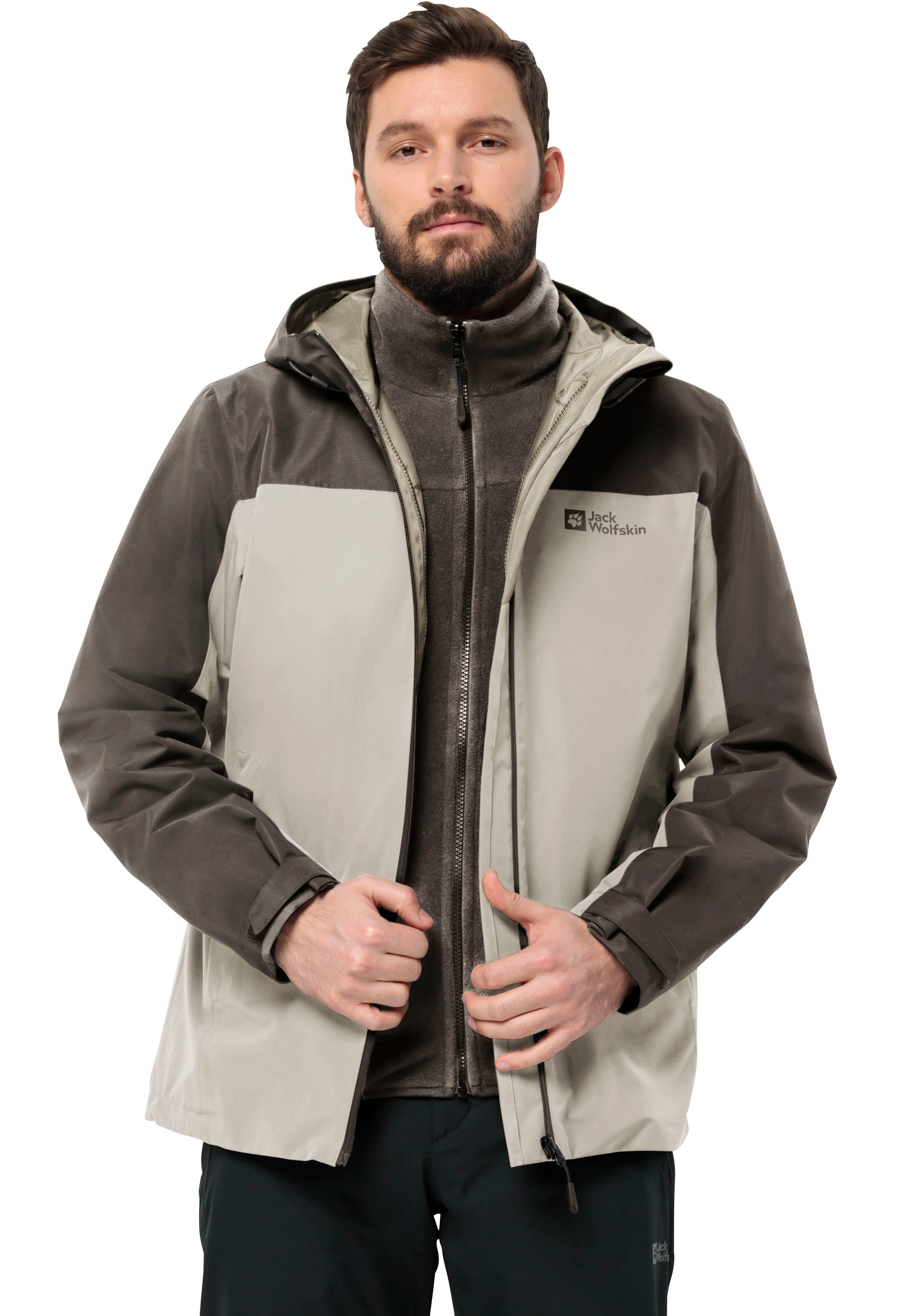Jack Wolfskin Functioneel 3-in-1-jack TAUBENBERG 3IN1 JKT M met waterafstotende ritsen waterdicht ademend
