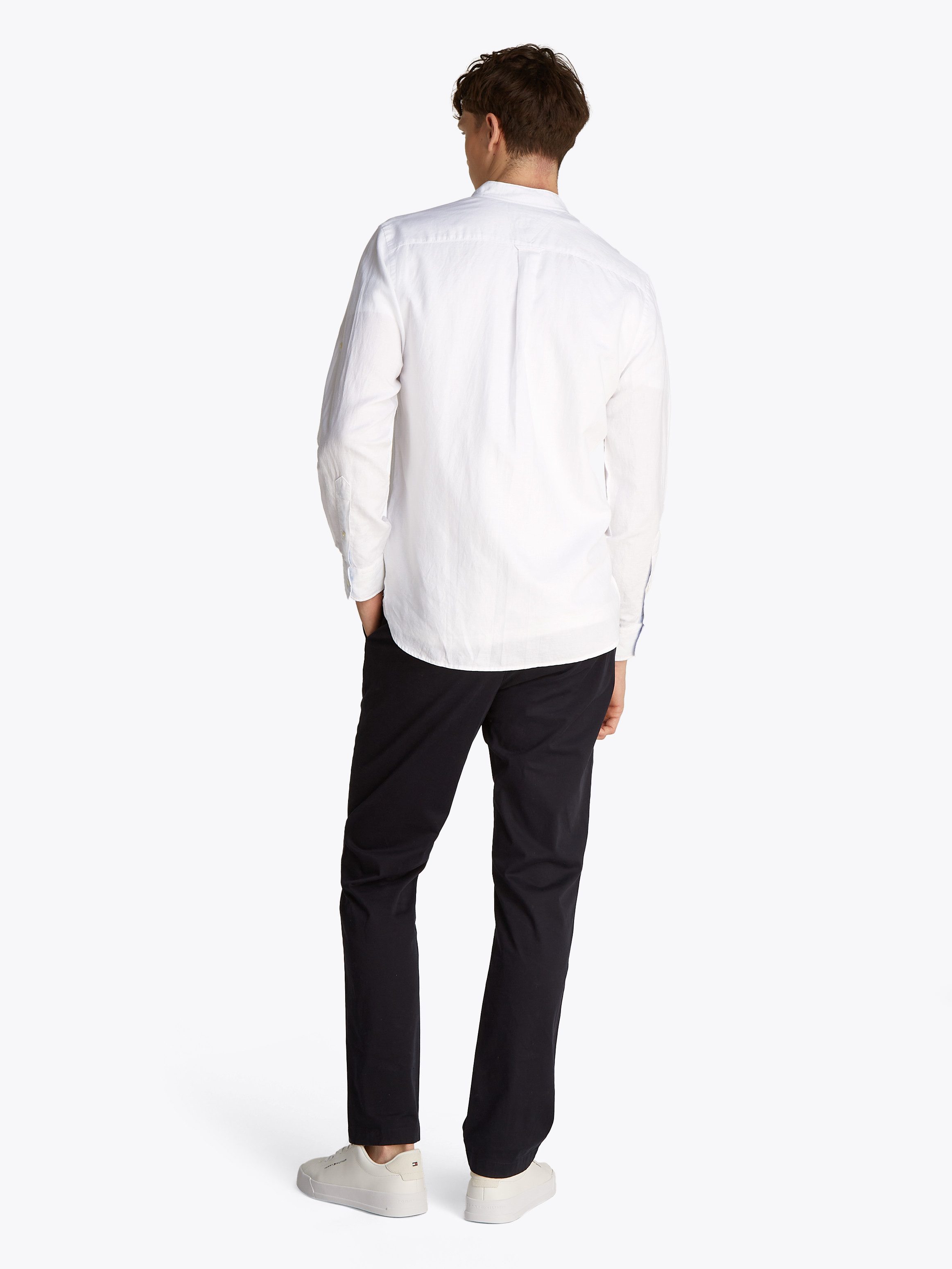 Tommy Hilfiger Overhemd met lange mouwen LINEN BLEND MAO COLLAR SHIRT