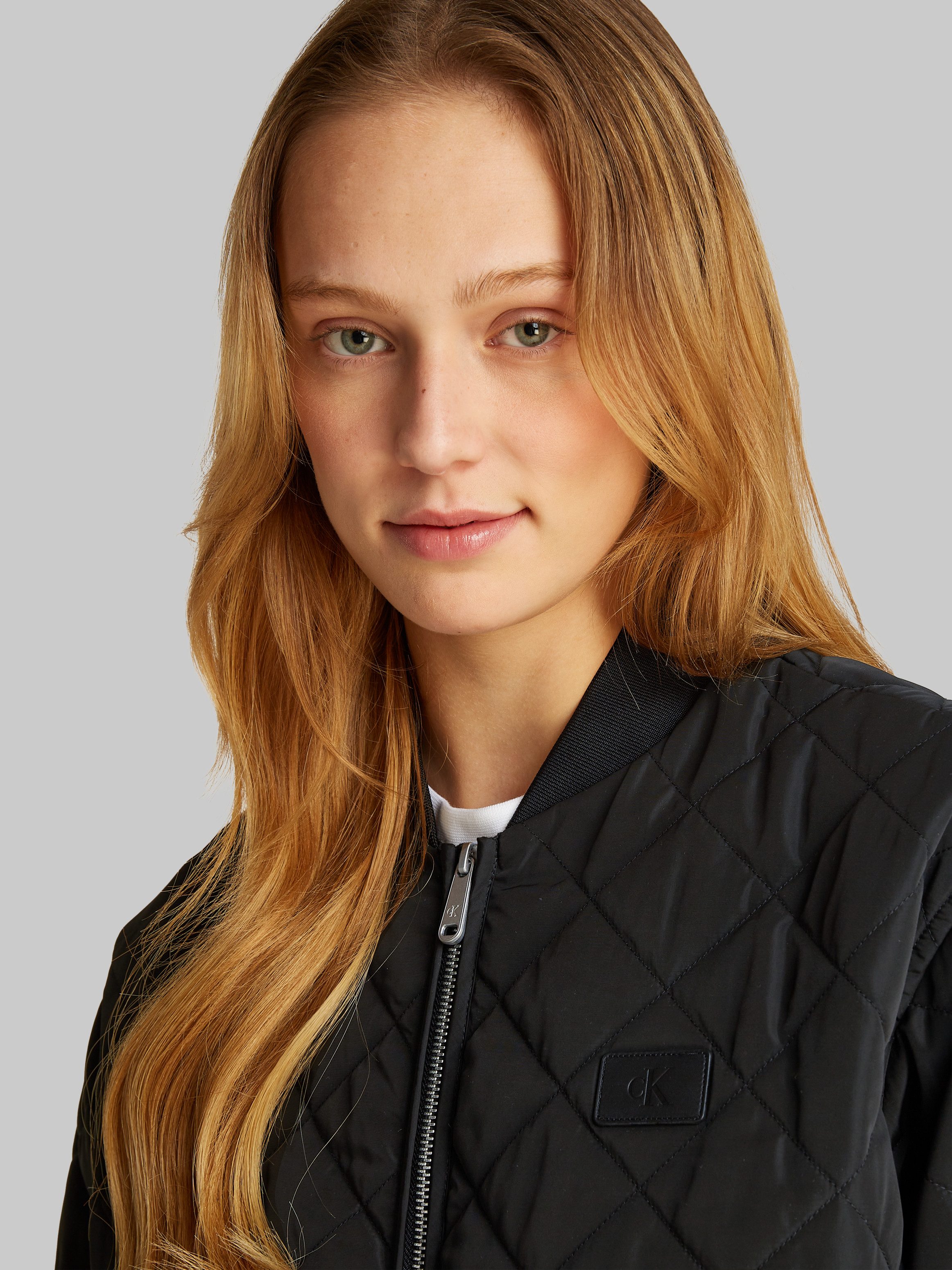 Calvin Klein Bomberjack LW QUILTED JACKET met logoprint met steppatroon