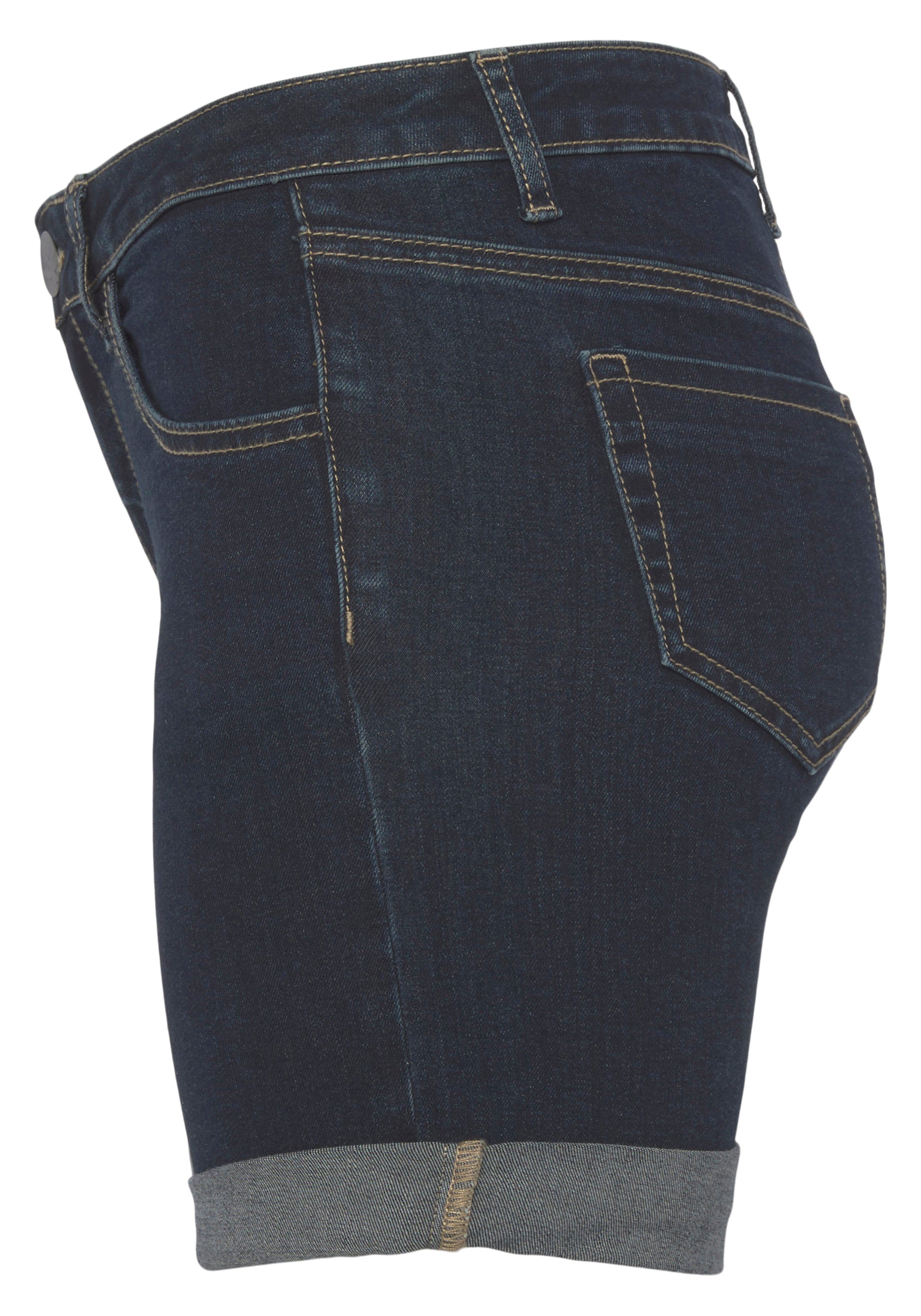 Arizona Jeansshort Ultra Stretch extra strak gesneden, opgerolde beenafsluitingen
