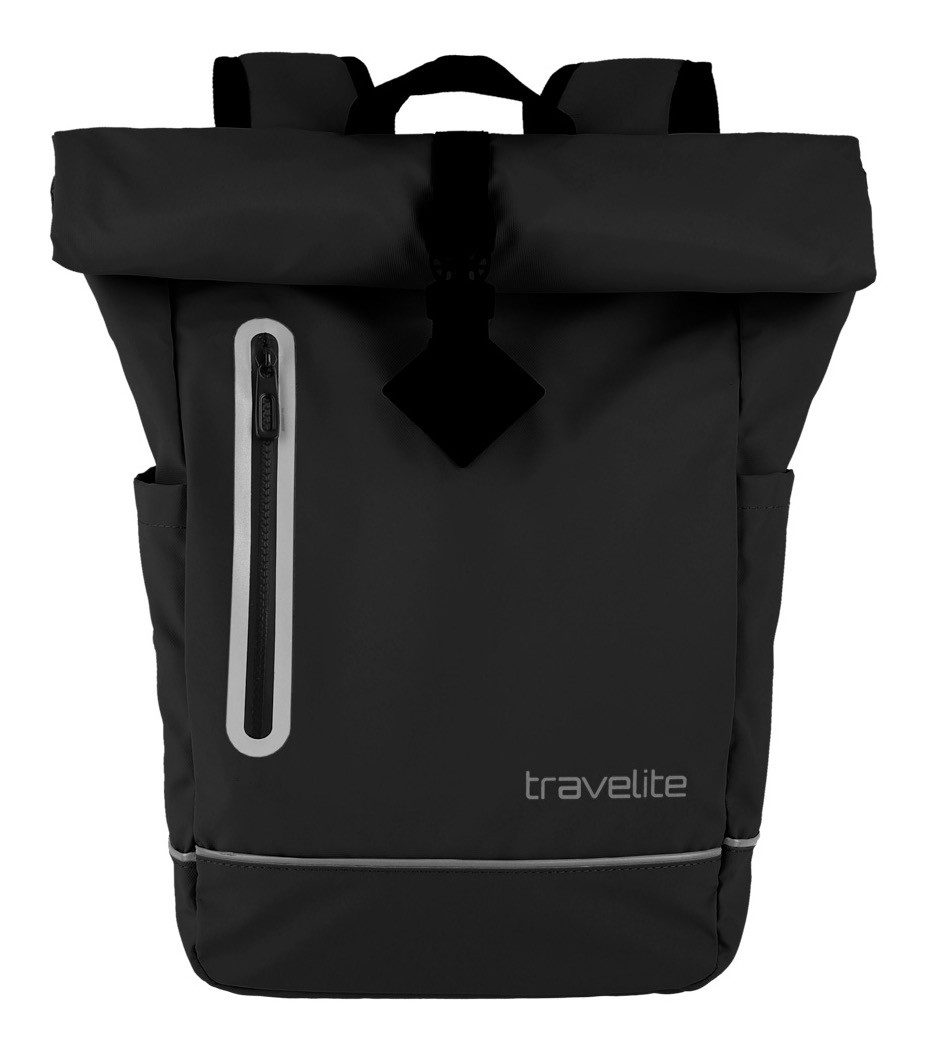 travelite Vrijetijdsrugzak BASICS roll-up rugzak zeil Wandelrugzak Reisrugzak Streetpack Werkrugzak unisex rugzakken zwart