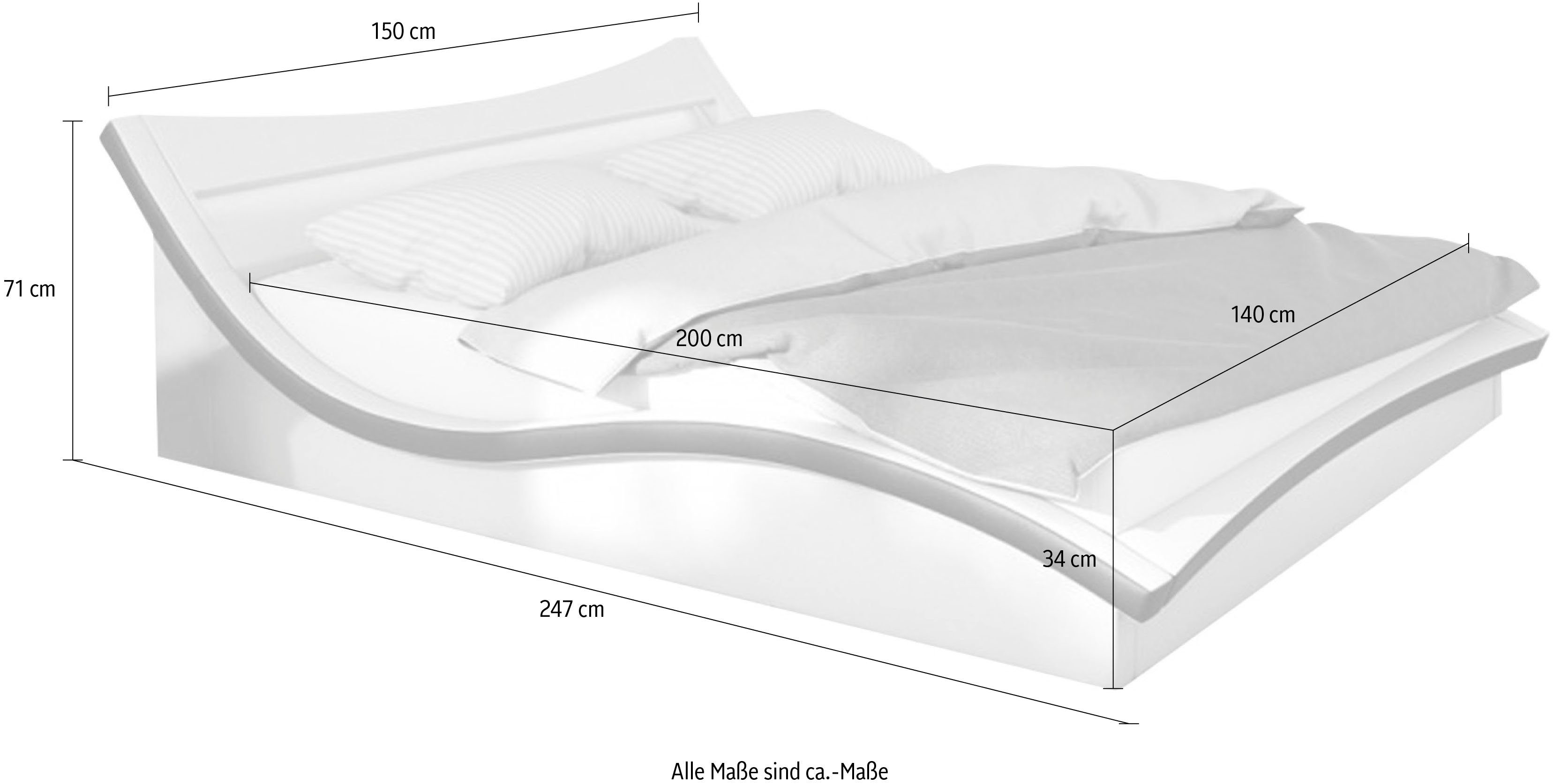 SalesFever Gestoffeerd bed met ledverlichting in het hoofdbord, design bed in een moderne look