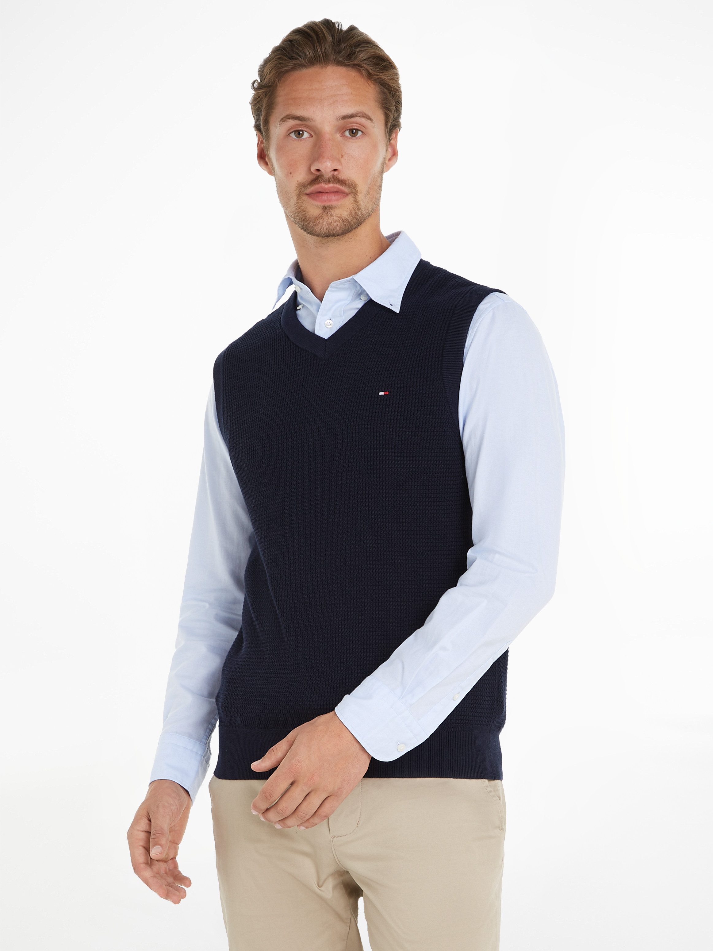 Tommy Hilfiger Slip-over REFINED STRUCTURE VEST met een fijne structuur