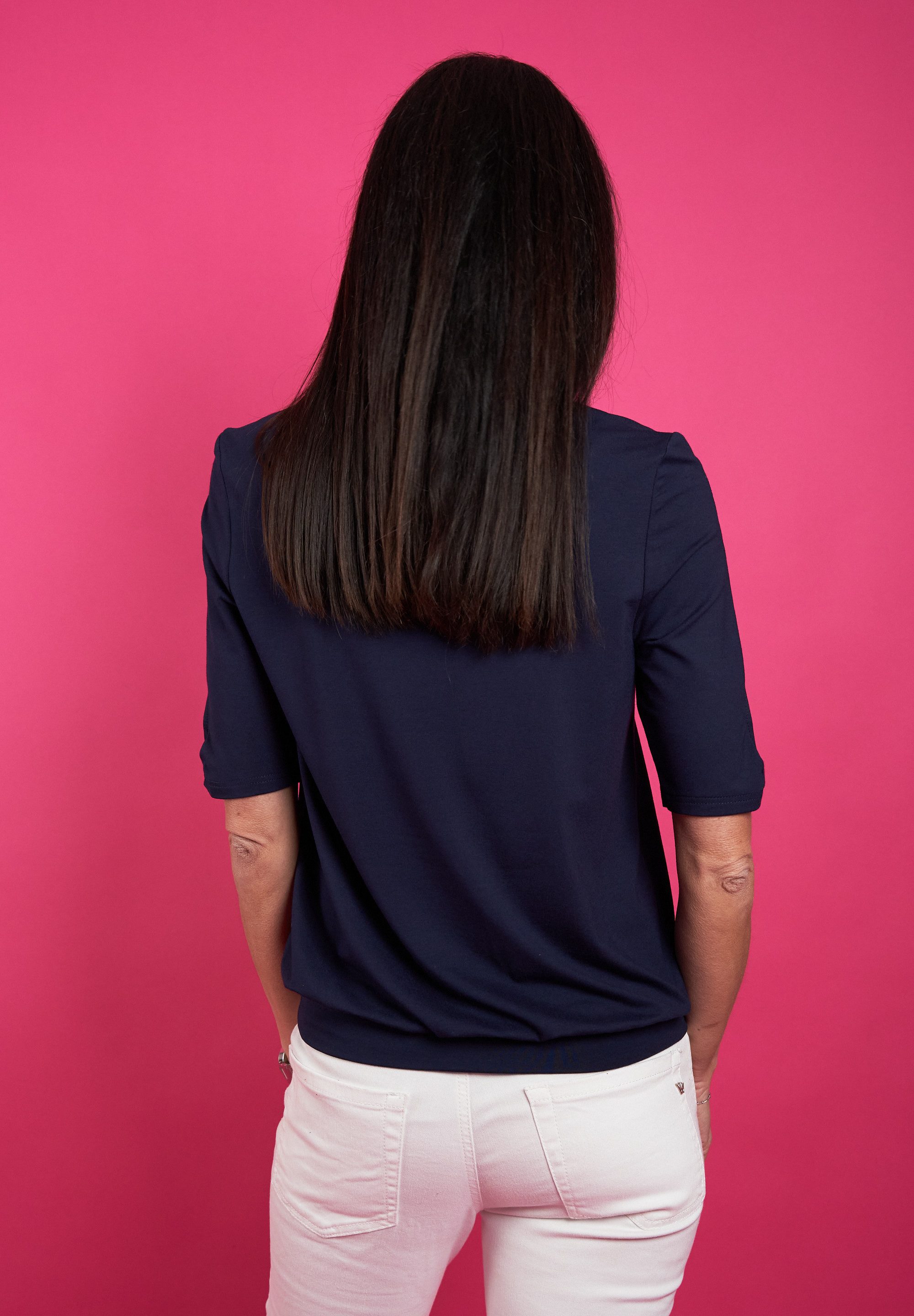 Seidel Moden Shirt met ronde hals met cut-out details, made in germany