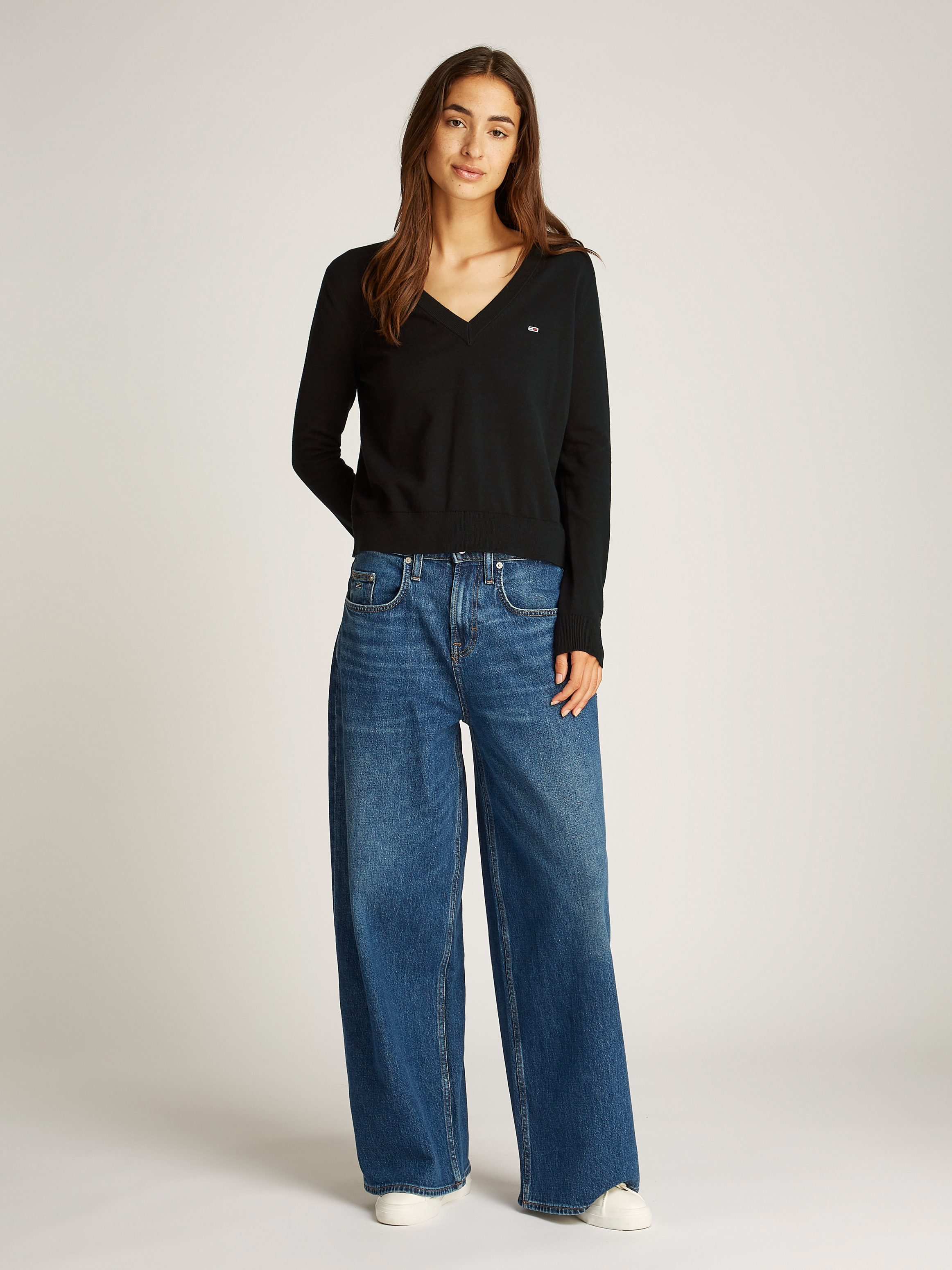 Tommy Jeans Curve Trui met V-hals TJW ESSENTIAL VNECK SWEATER EXT