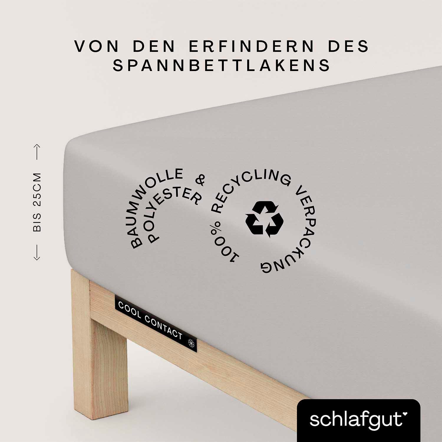 Schlafgut Hoeslaken Cool Contact 100% gekamd microvezel (1 stuk) hoeslakens maat 120-130 cm x 200 cm grijs