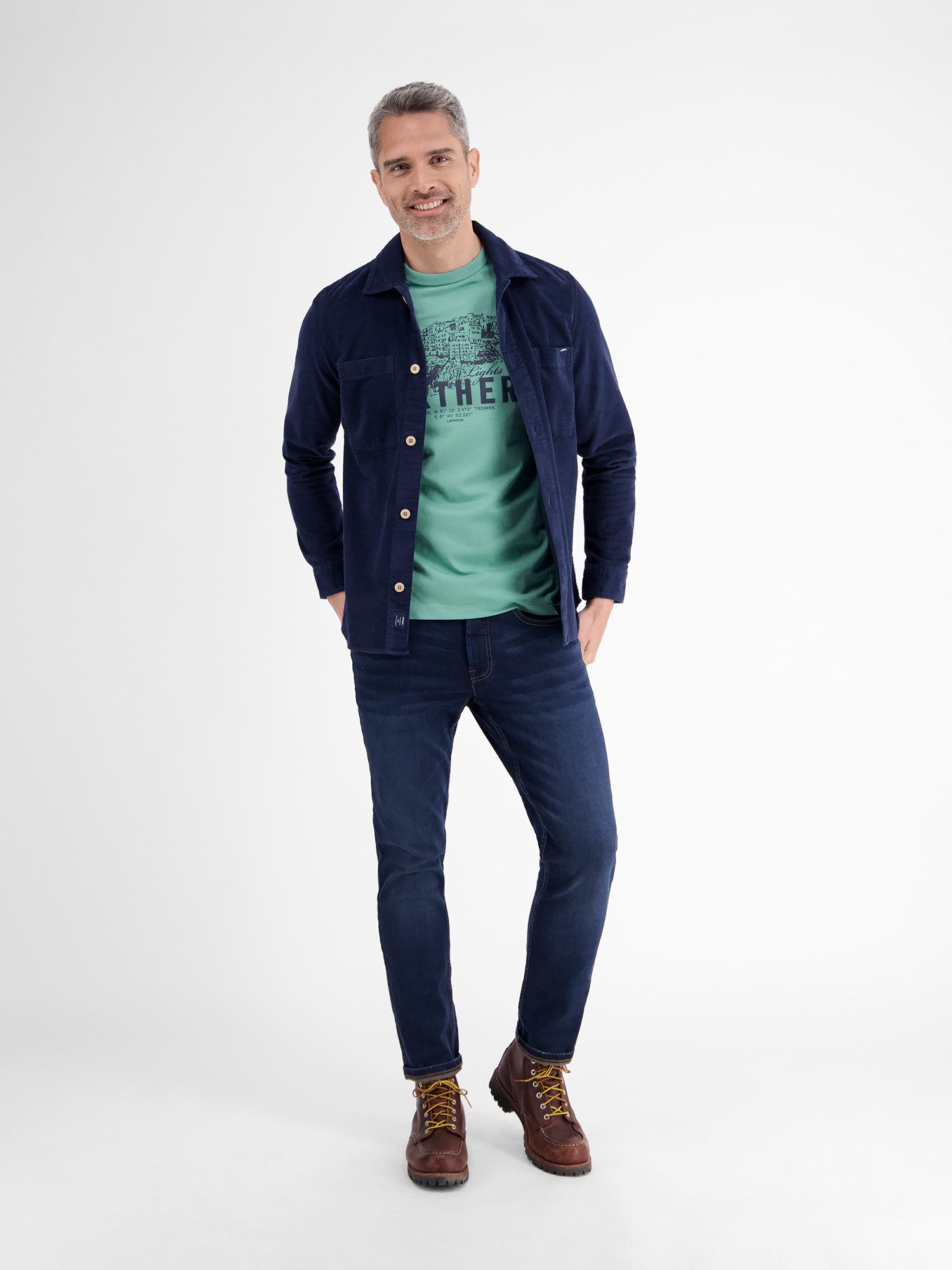 Lerros T-shirt LERROS Effen T-shirt met borstprint