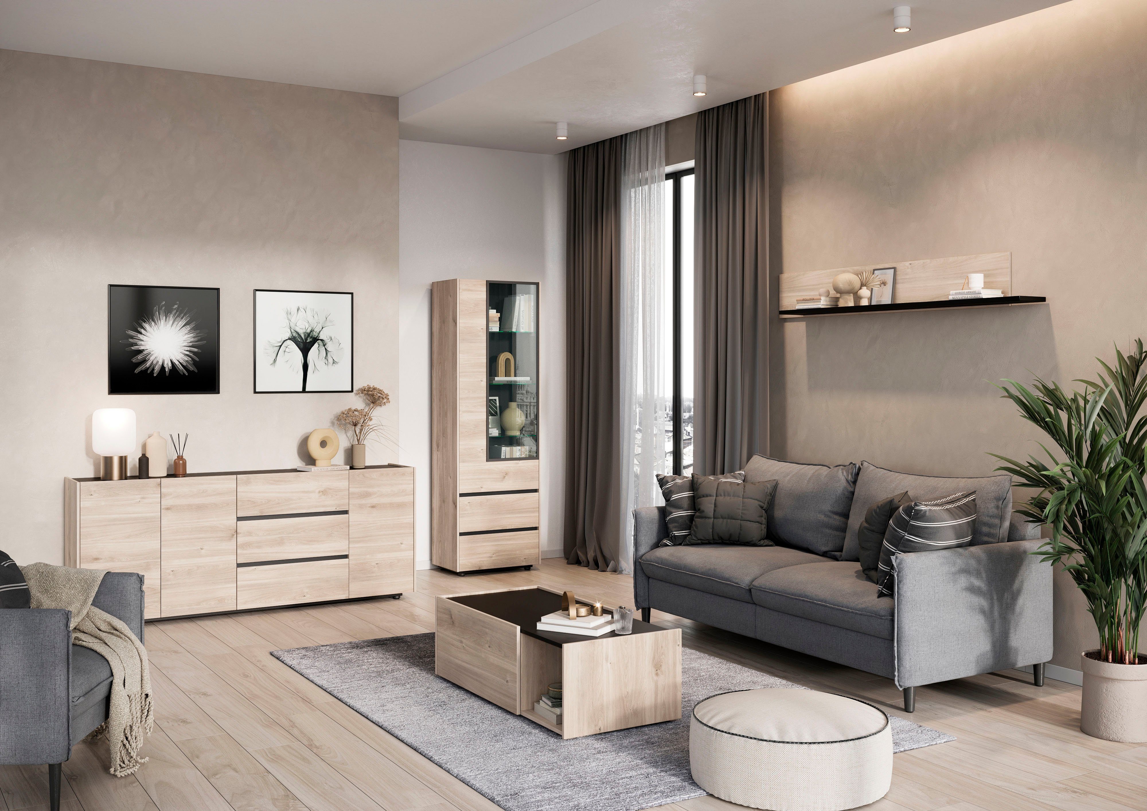 GERMANIA Salontafel Cantoria met een open en een gesloten vak, greeploos design