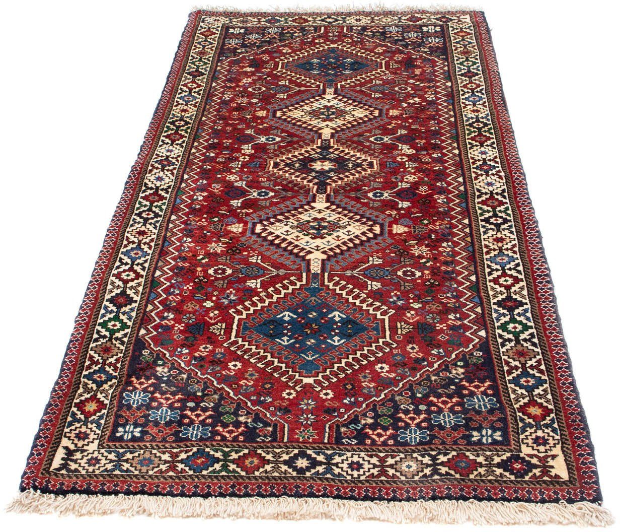 morgenland Hoogpolige loper Yalameh velden Blu scuro 190 x 80 cm Handgeknoopt